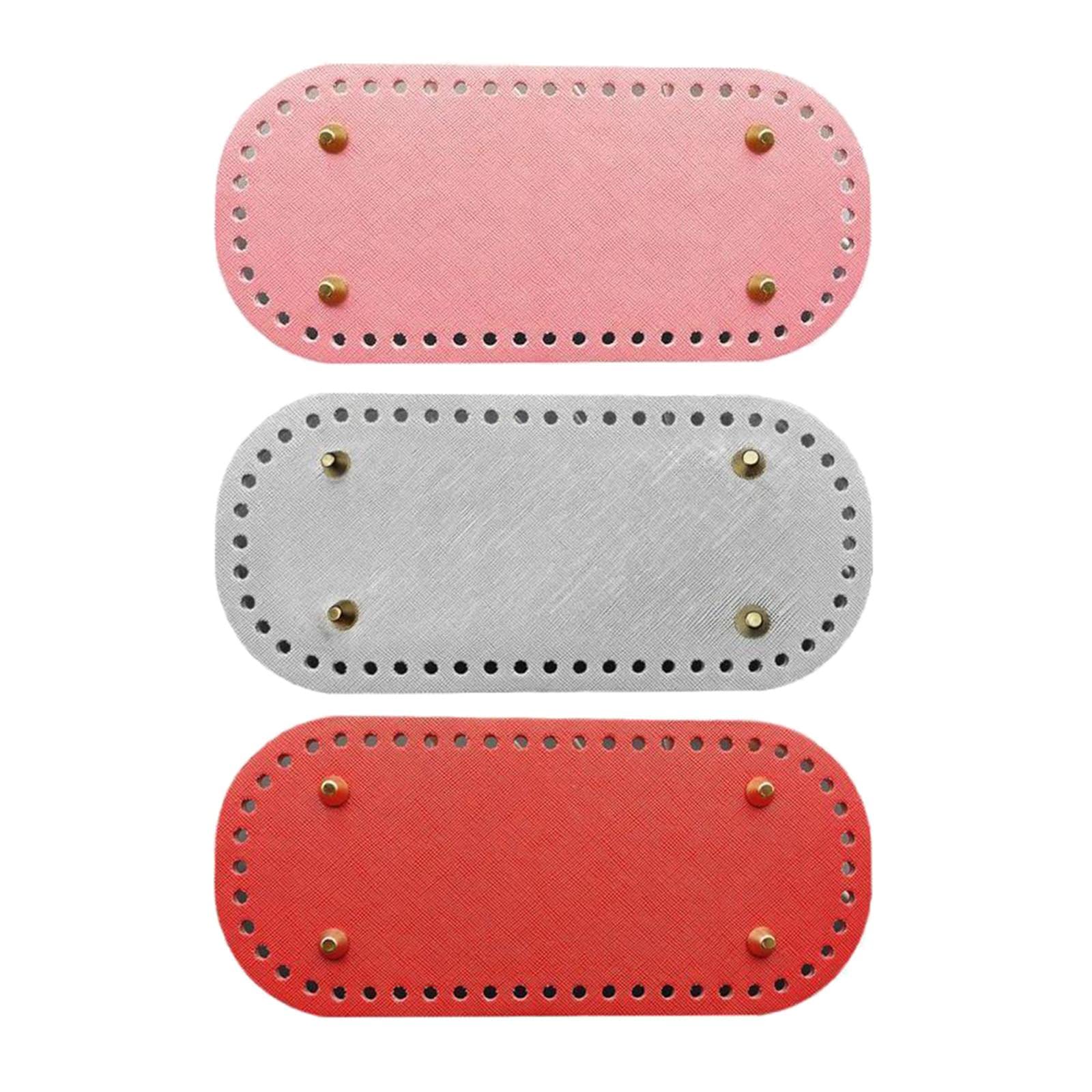 Premium DIY Knitting Bag Base - PU Leather Pre-Drilled Insert for Handmade Purses & Pet Bags (Red/Silver/Pink) - Perfect for Crafting, Sewing Projects & Pet Accessories