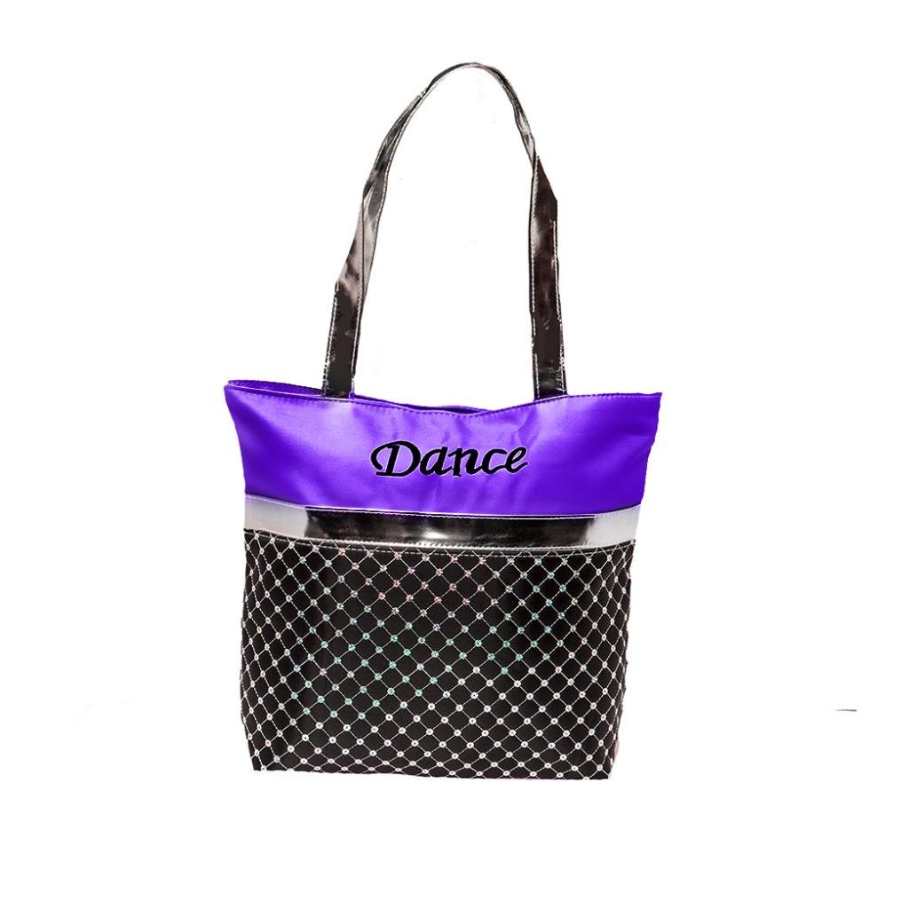 Sparkly Girls Dance Tote Bag - Black, Purple & Silver Sequin Party Bag for Ballet, Jazz & Competition | Perfect Dance Class Accessory & Performance Gift