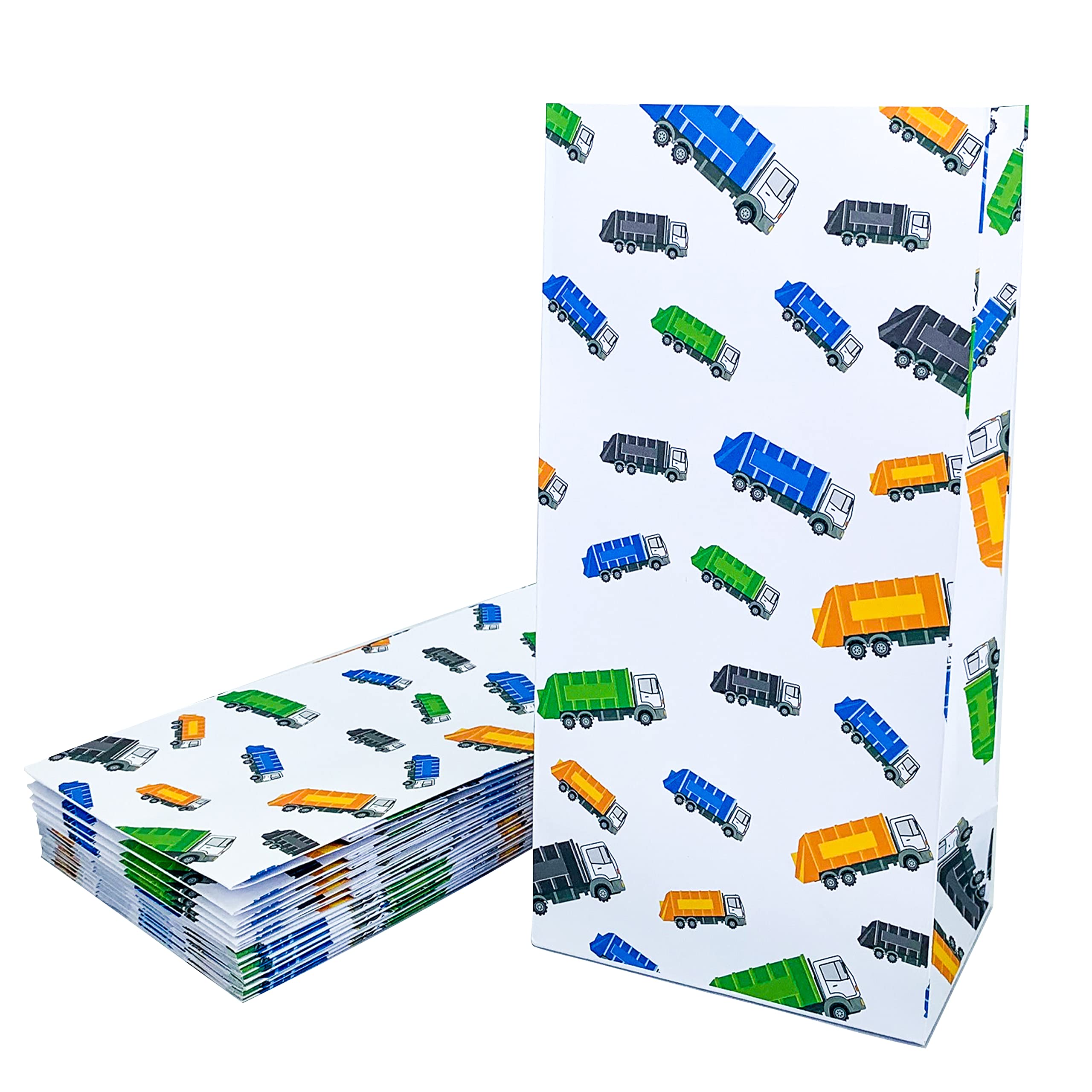 Finds Fit 4U Garbage Truck Themed Party Favor Bags - Bulk Pack for Kids Birthday Parties, School Lunches & Trash Truck Events | Durable Reusable Gift Bags for Boys & Girls | Perfect for Themed Decorations, Goodie Bags & Party Supplies