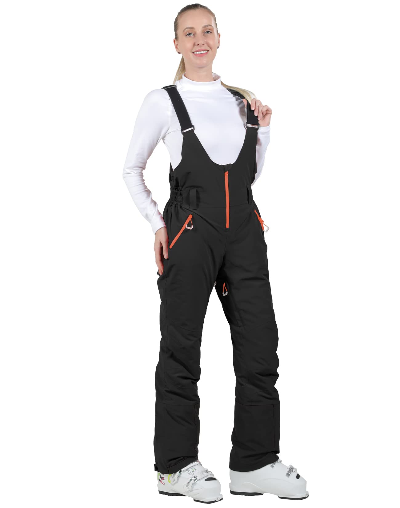 Fit Space Women's Ski Bibs - Waterproof 20K, Stretchable & Breathable Winter Snow Pants for Skiing, Snowboarding & Outdoor Activities