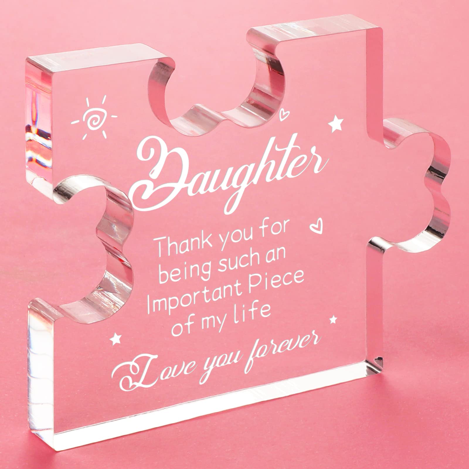 Personalized Acrylic Puzzle Plaque for Daughter - Heartfelt Gift from Mom & Dad - Mother's Day, Birthday, Graduation, Anniversary, Wedding Gift - 3.35 x 2.76 Inch Inspirational Desk Decor - Perfect for Bedroom, Office, or Study Room Decorations