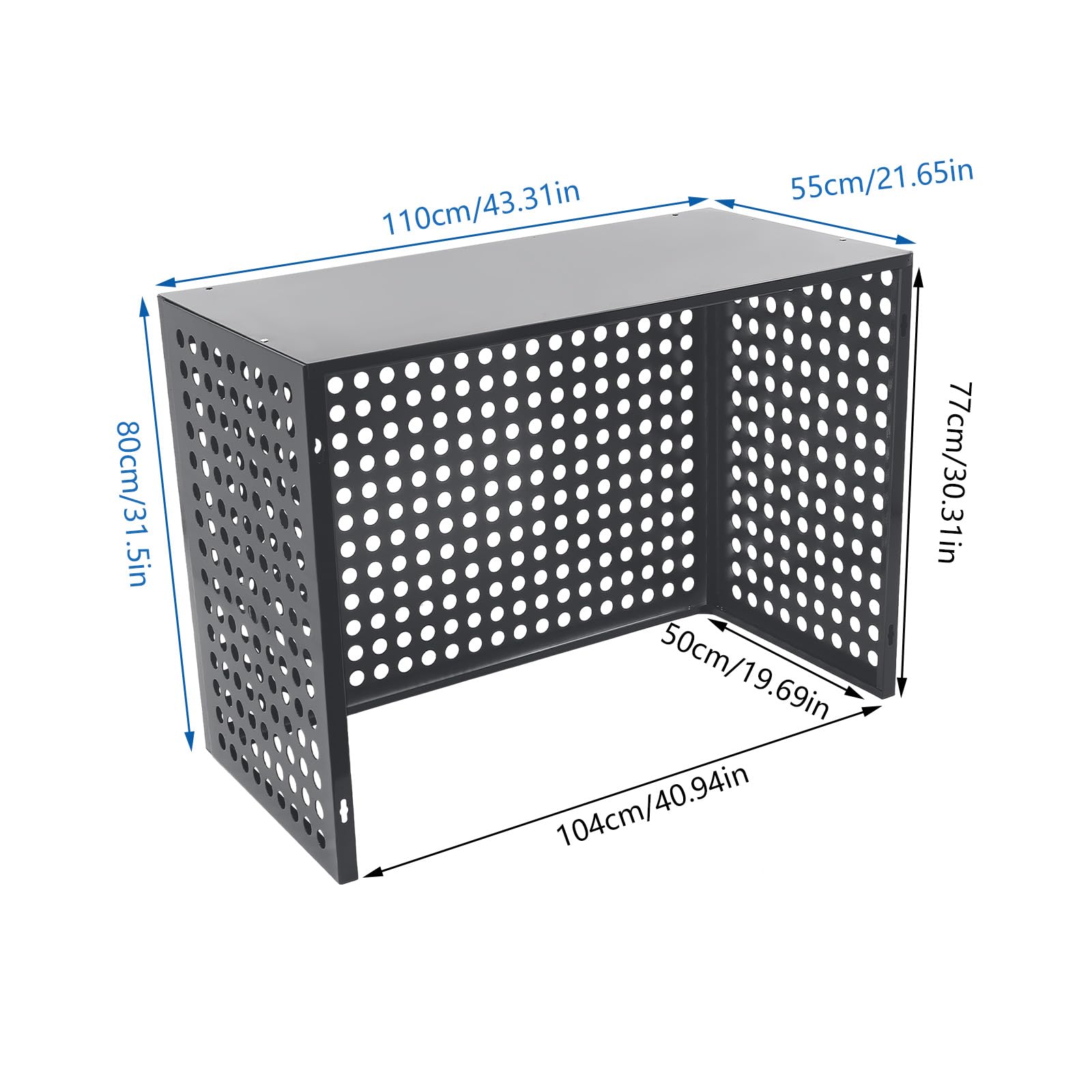 Durable Aluminum AC Cover for Outdoor Units - Heavy Duty Air Conditioner Fence & Condenser Protective Screen - Weatherproof Privacy Shield (Charcoal Grey, 43