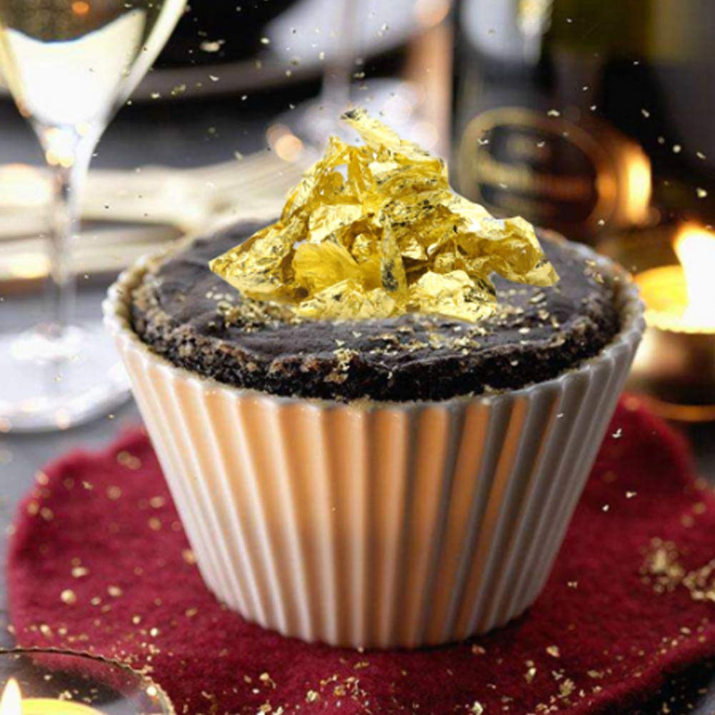 Premium 24K Gold Foil Flakes - 2 Pack Edible Imitation Gold Leaf for Jewelry Making, Resin Art, Nail Design, Cake & Dessert Decoration - Perfect for DIY Crafts, Wedding Cake Toppers & Luxury Gift Packaging