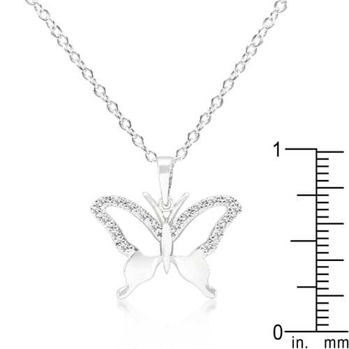 Elegant Cubic Zirconia Butterfly Pendant Necklace for Women - Sterling Silver Jewelry Gift for Birthday, Anniversary & Valentine's Day - Perfect for Casual Wear, Date Night & Special Occasions