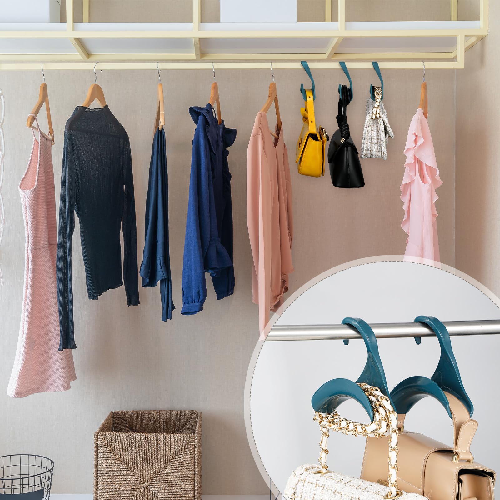 Maitys 18-Piece Acrylic Purse Hanger Hook Set - Space-Saving Handbag Organizer for Closet, Tote Bag Rack & Backpack Storage - Over-The-Door Hanging Solution for Purses, Satchels & Accessories (Green) | Perfect for Bedroom Closet Organization & Small Space Storage