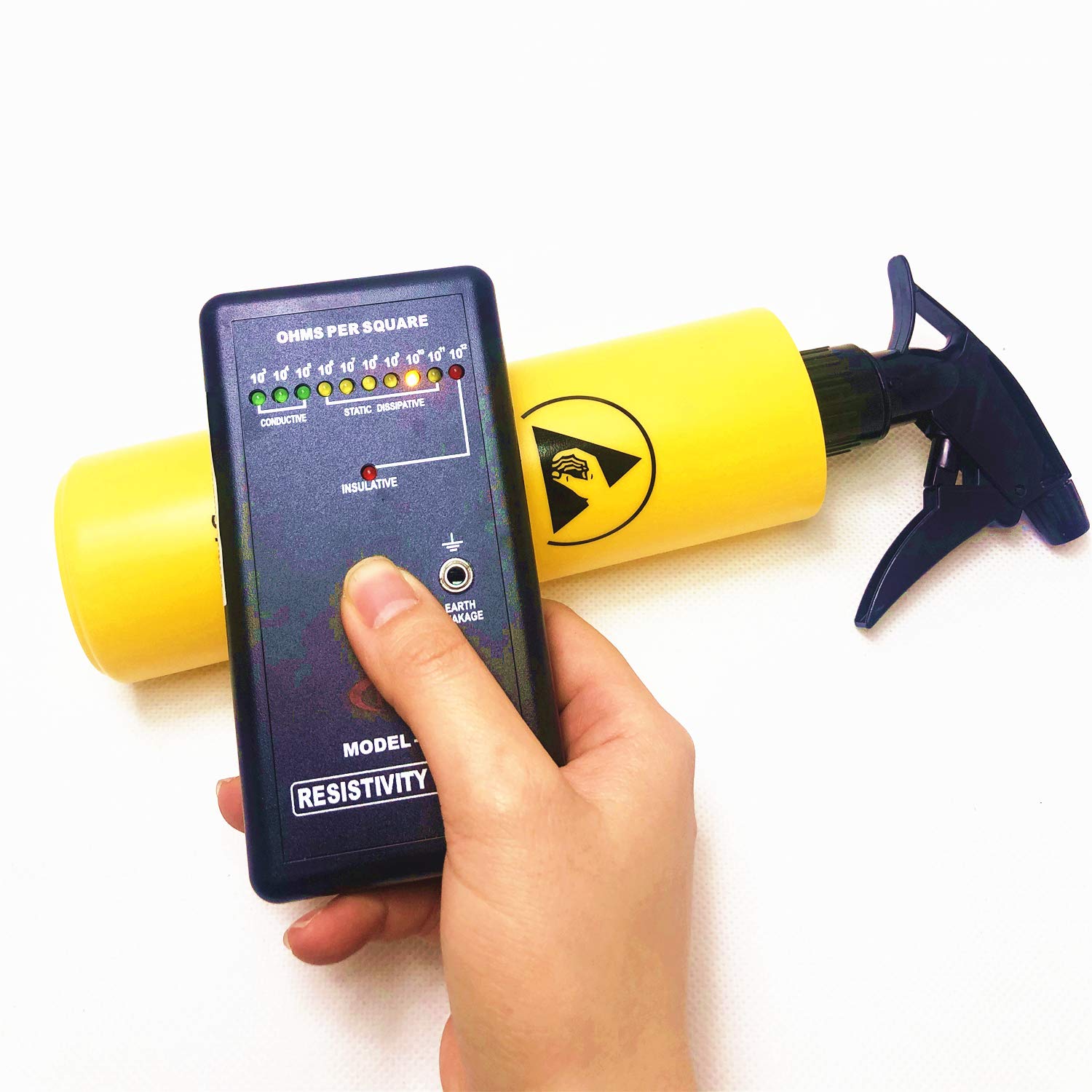 500ml Empty Anti-Static ESD Safe Refillable Spray Bottles with Elbow Dropper - Durable Trigger with Mist & Stream Settings for Liquids, Chemicals & Cleaning Solutions (10-Pack, Yellow) - Perfect for DIY, Lab, Workshop & Home Use