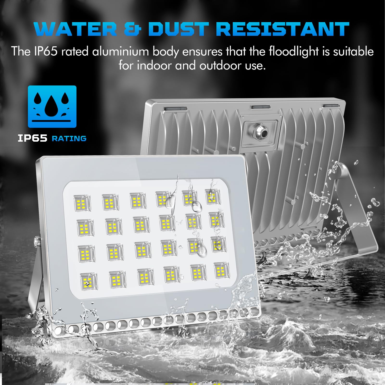 Viugreum 6 Pack 150W LED Flood Light - Slim Design IP67 Waterproof Outdoor Lights, 12000LM Daylight White (6000-6500K) - Super Bright Security & Work Lighting for Garage, Garden, Lawn, Yard, Warehouse & Construction Sites