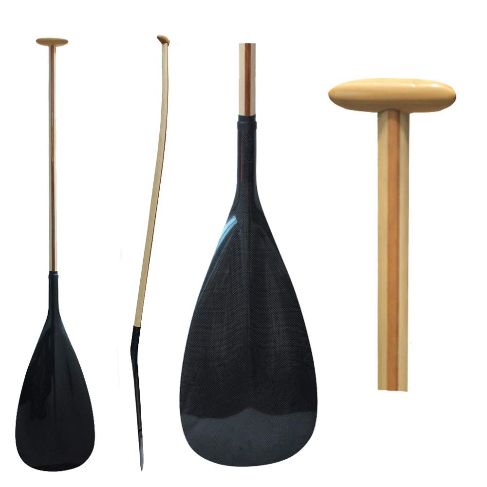 Premium Hybrid Wooden Shaft & Carbon Fiber Outrigger Canoe Paddle - Custom Length & Bend Shaft OC Paddle for Kayaking, Canoeing & Water Sports