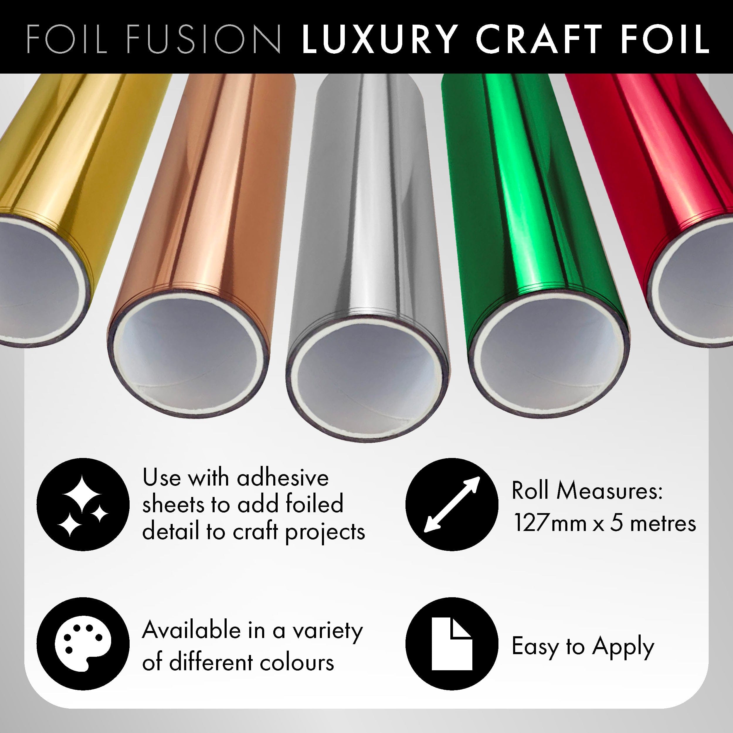 Premium 127mm x 5m Luxury Craft Foil Roll - Ruby Red (5604e) for DIY Scrapbooking, Card Making & Gift Wrapping | Foil Fusion