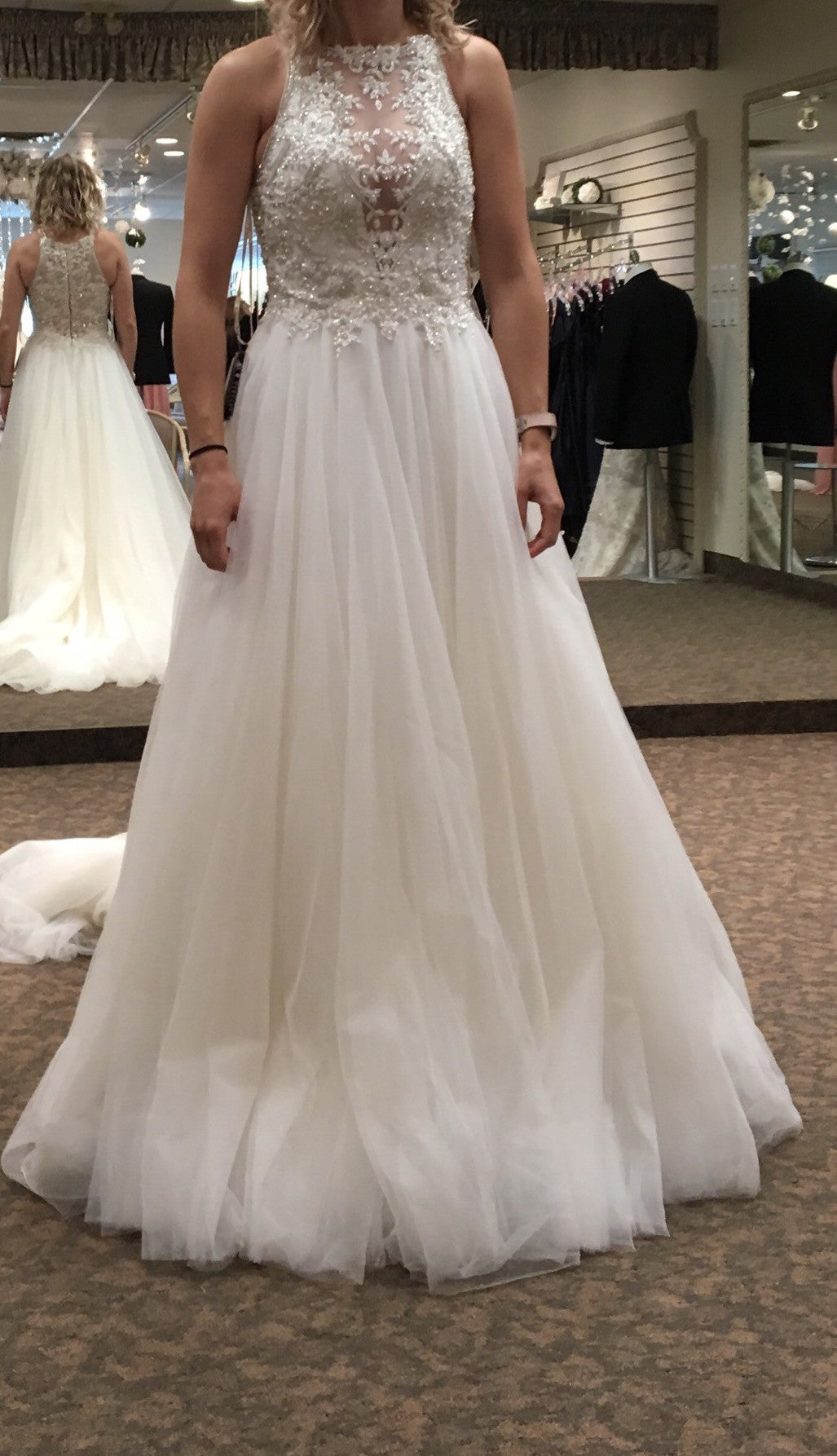 Maggie Sottero Lisette Sample Wedding Gown - Elegant Lace Bridal Dress for Bride, Perfect for Church Ceremony & Formal Reception