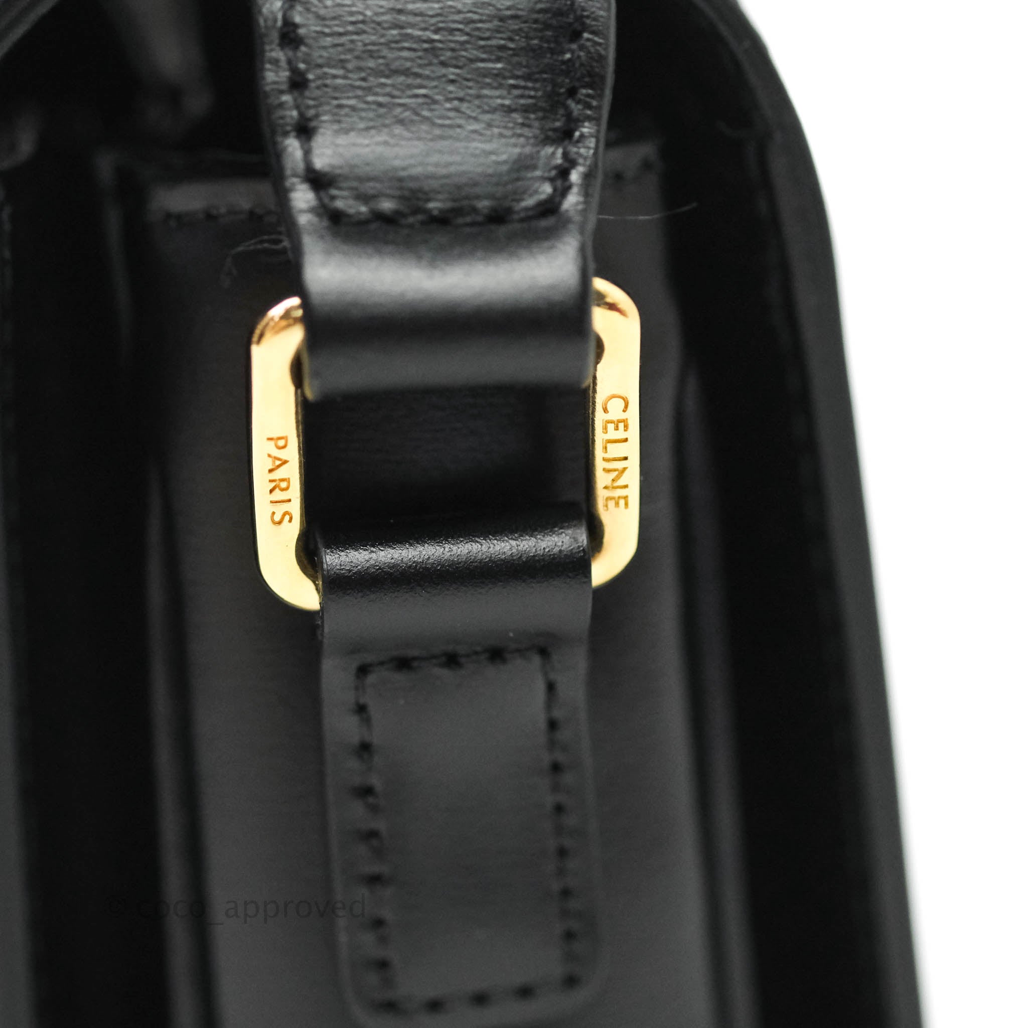 Celine Shiny Calfskin Medium Triomphe Black Leather Shoulder Bag - Luxury Designer Handbag for Women, Perfect for Work, Travel and Special Occasions