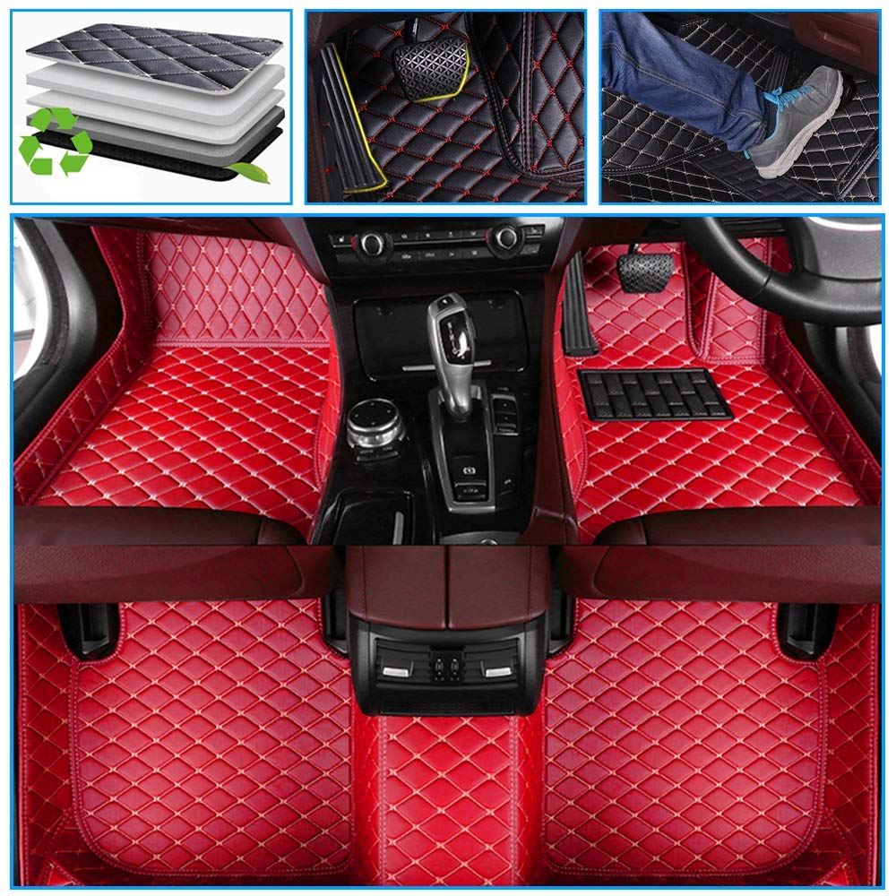 Custom Fit All-Weather Floor Mats for Jeep Grand Cherokee 2011-2021 - Heavy Duty Non-Slip Car Floor Liners with Full Coverage Protection (Red) - Perfect for Off-Road Adventures, Daily Commutes & Extreme Weather Conditions