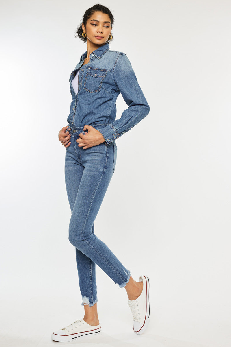 Lucia High Rise Ankle Skinny Jeans for Women - Stretchy Slim Fit Denim Pants, Comfortable & Fashionable - Perfect for Casual Wear, Office, Dating & Night Out