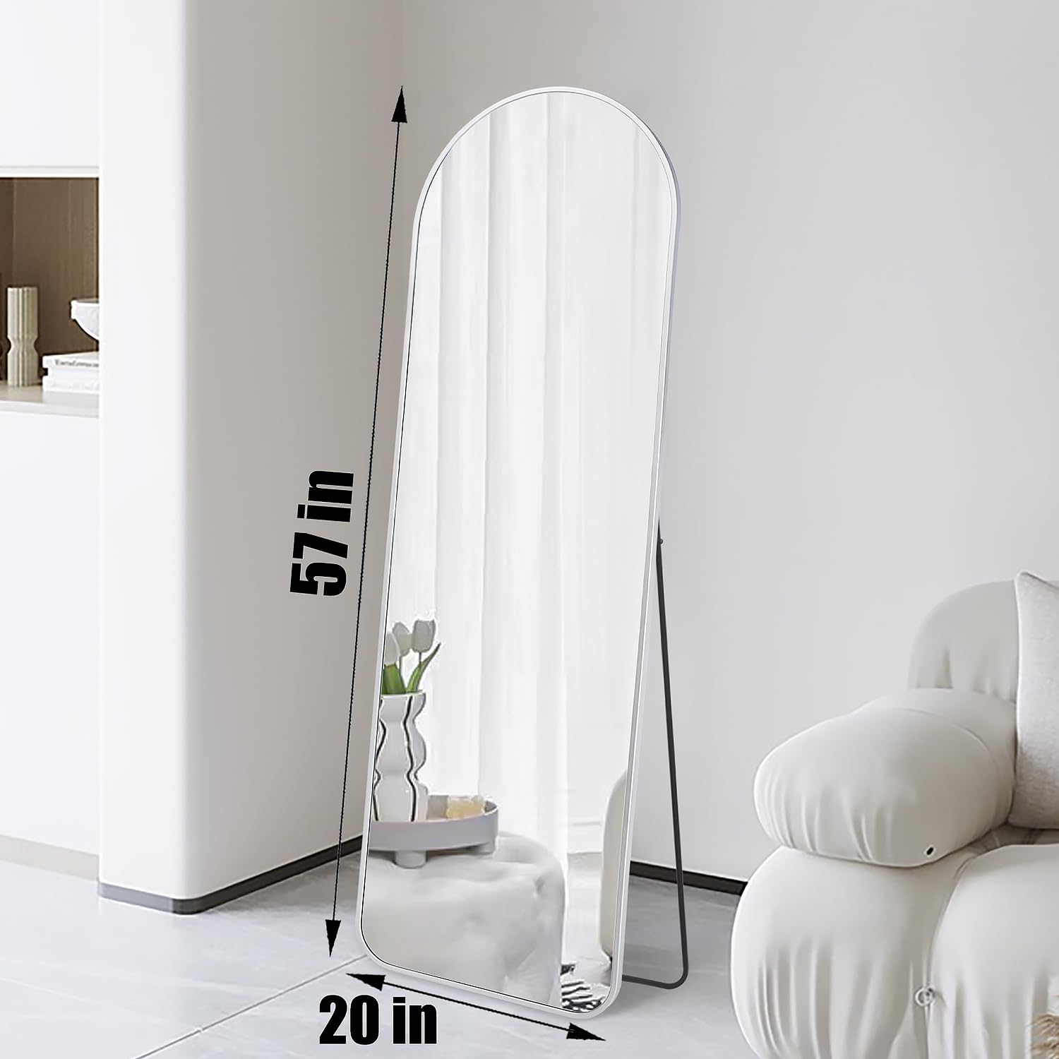 57x20 Inch Full Length Mirror - 5.7ft Tall Door Hanging & Wall Mounted Dressing Mirror with Metal Frame for Bedroom, Bathroom, Living Room - Perfect for Full Body Viewing & Home Decor (Silver)