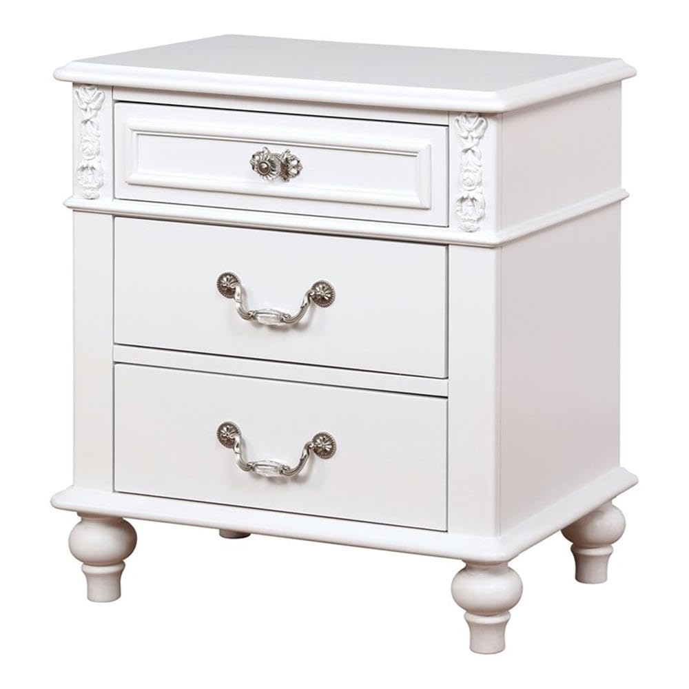 Furniture of America Mondu 3-Piece White Wood Bedroom Set - Full Size Bed Frame with 2 Nightstands for Modern Home Decor | Perfect for Master Bedroom, Guest Room & Apartment Living
