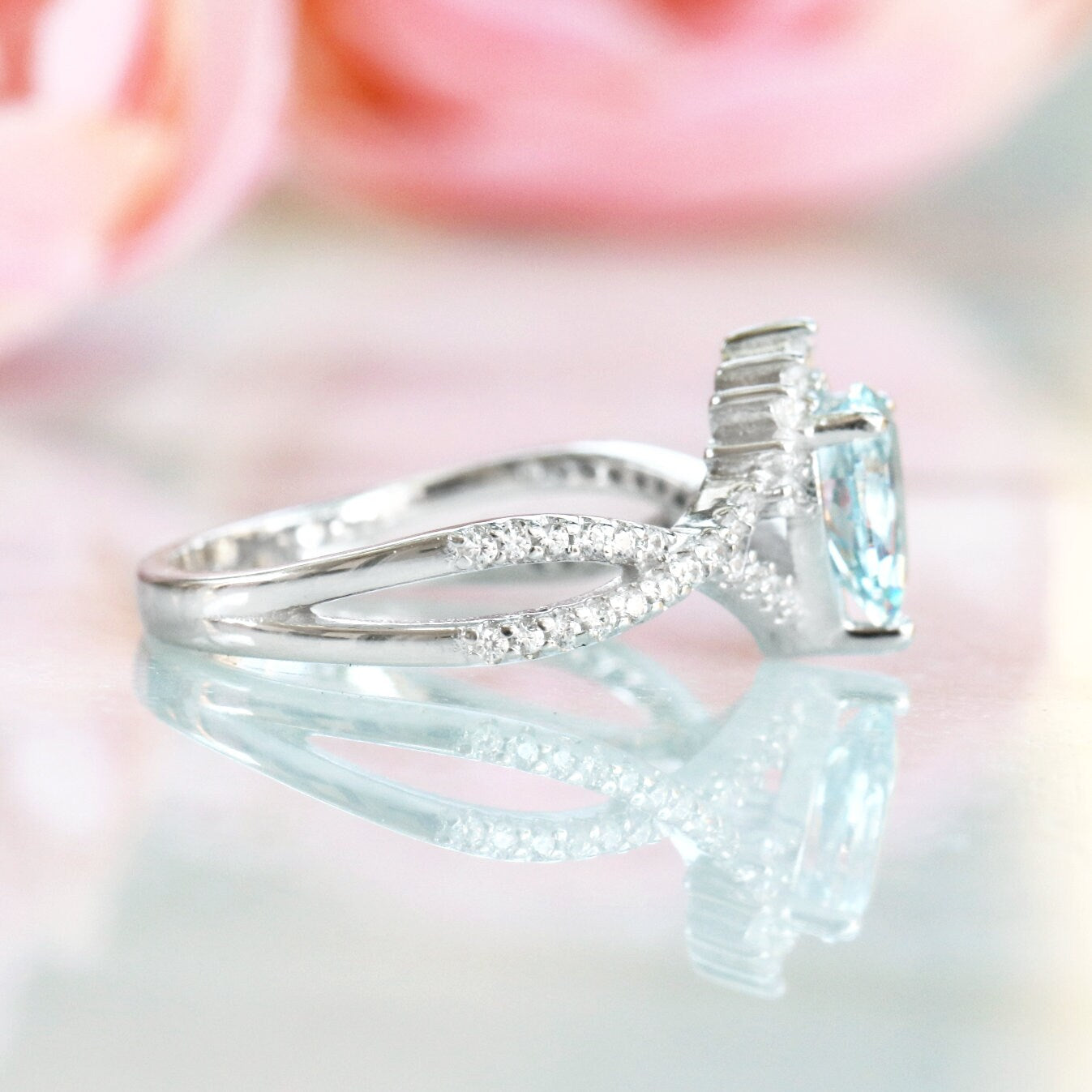 Alice Aquamarine Ring Sterling Silver – Elegant March Birthstone Jewelry for Women, Perfect for Gifts, Anniversaries & Special Occasions