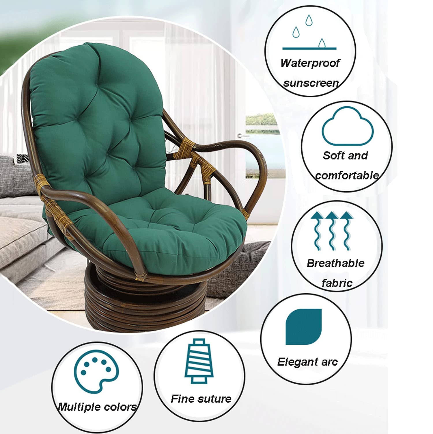 Soft Thicken Washable Rocker Chair Seat Cushion Pads with Pillow - Indoor/Outdoor Replacement Cushions for Recliner, Rattan & Folding Chairs - Durable Twill Fabric - Perfect for Garden, Patio & Living Room Relaxation (No Chair Included)