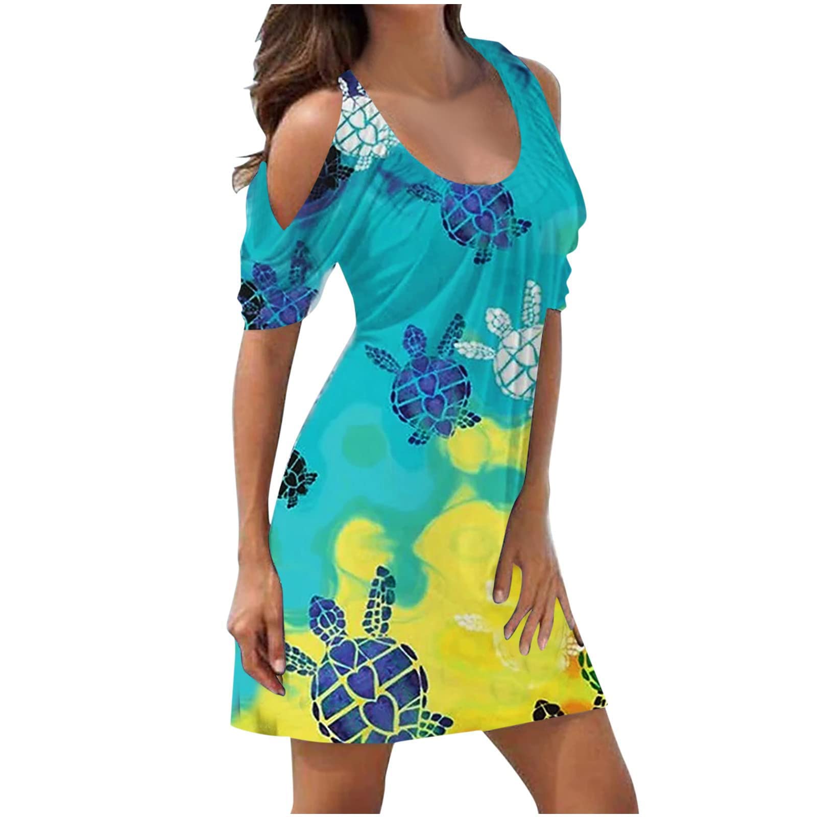 Elegant Women's Summer Wedding Guest Dress - Floral Printed Short Sleeve Round Neck Long Formal Dress for Parties, Cocktail Events & Special Occasions