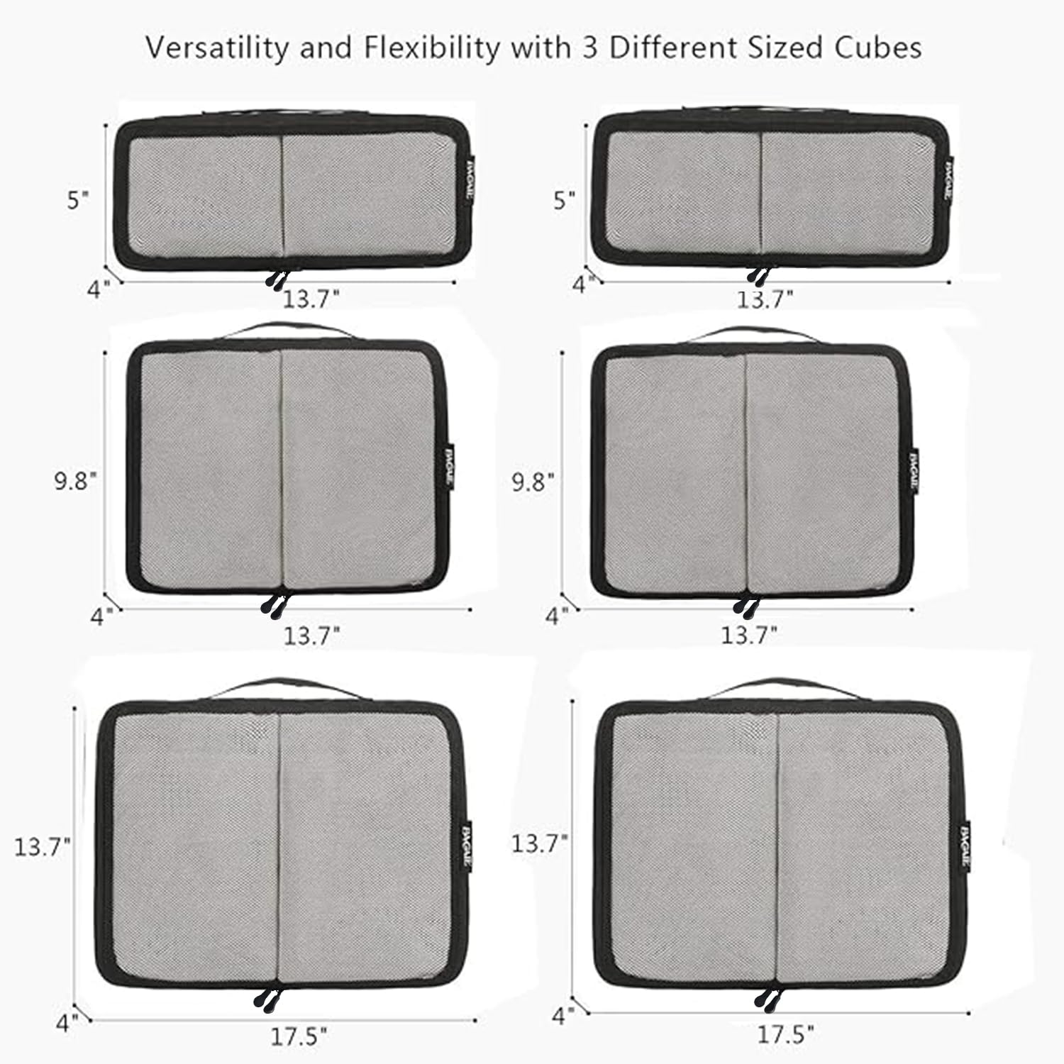 BAGAIL 6 Set Packing Cubes for Travel - Lightweight Luggage Organizers with Mesh Panels | Perfect for Suitcases, Backpacks & Carry-Ons | Travel Essentials for Business Trips & Vacations