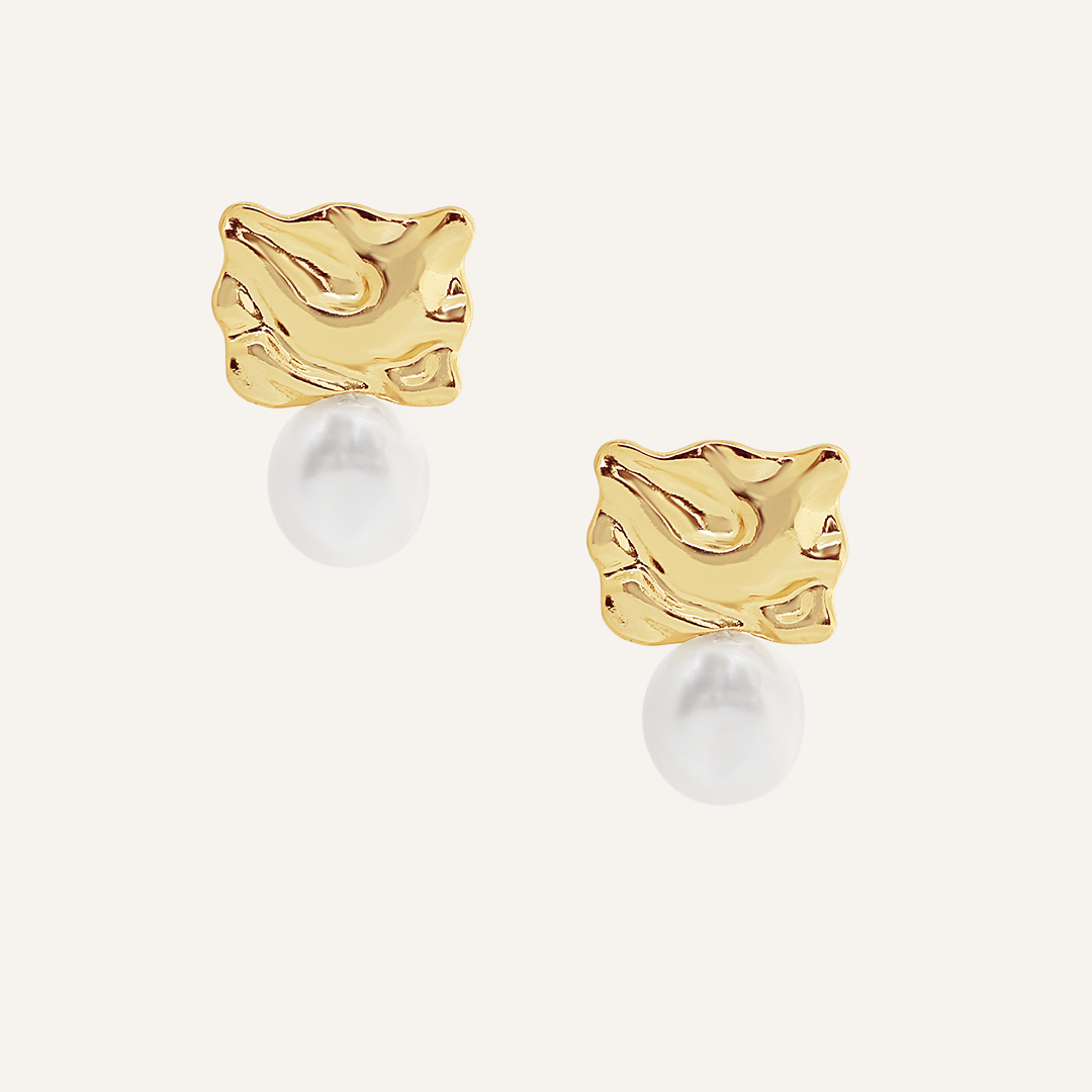 Dune Pearl Stud Earrings for Women - Genuine Pearl Jewelry Set - Elegant & Timeless Gift for Her - Perfect for Weddings, Parties & Everyday Wear