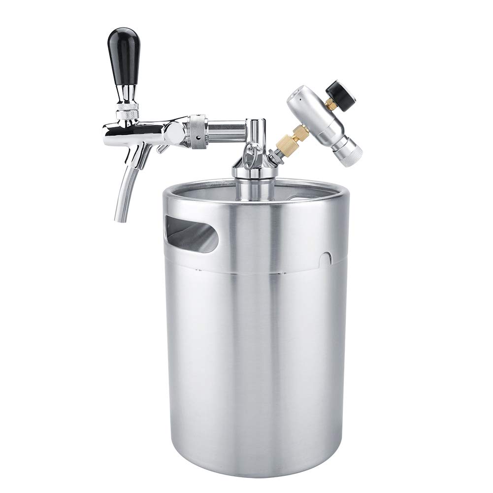 Yosoo 5L Stainless Steel Beer Dispenser Kit with Faucet - Pressurized Mini Keg for Home Brewing Craft Beer | Perfect for Home Bars, Parties & Hotels