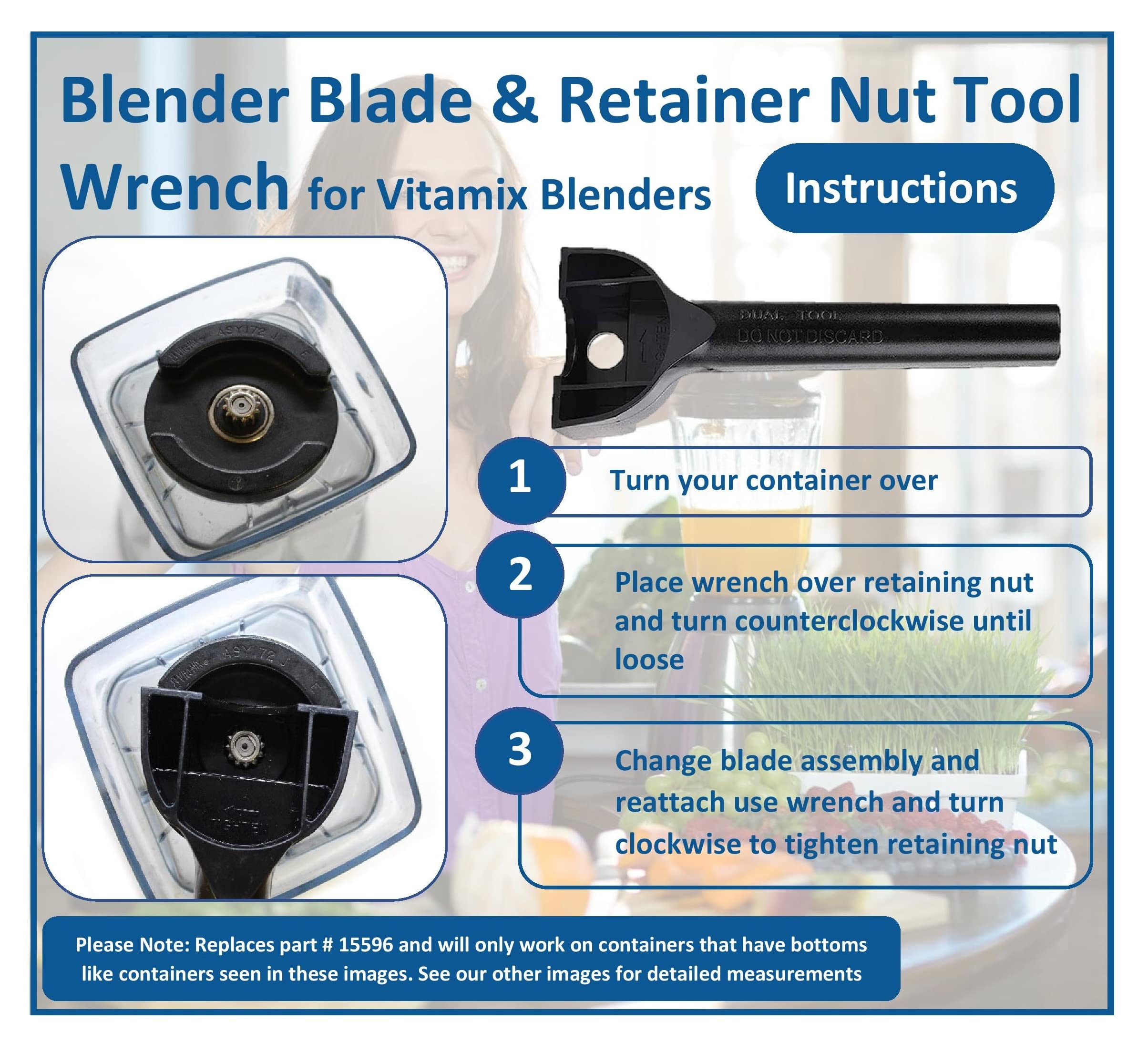 Vitamix Blender Wrench & Retainer Nut Replacement Tool - Compatible with Vitamix 15596 Nut & Blade Removal - Perfect for Blender Maintenance & DIY Repairs