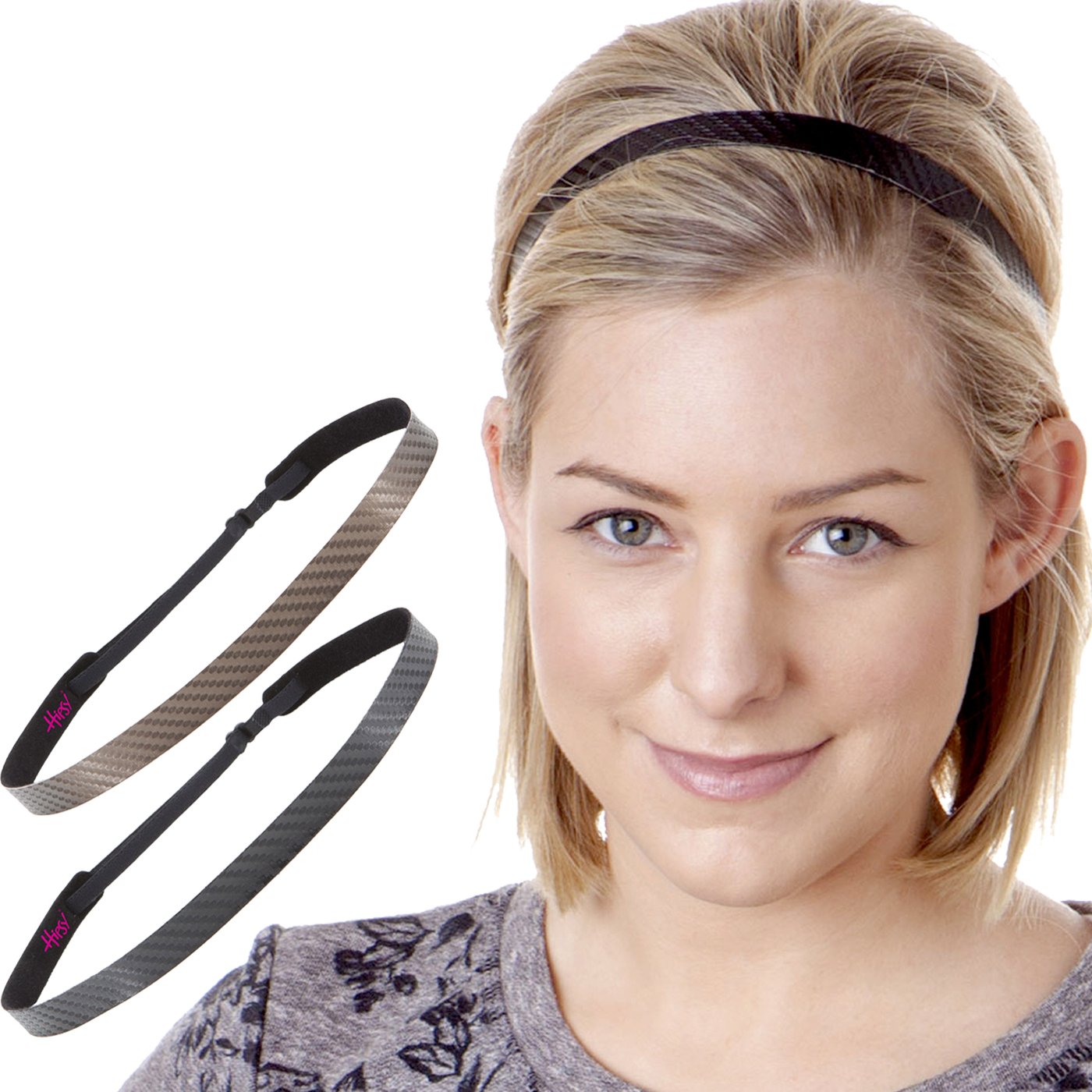 Hipsy Adjustable No-Slip Skinny Tech Sport Headband for Women - Regular Size Multi Pack (Black & Brown, 2 Pack) | Perfect for Running, Yoga, Workouts & Active Lifestyles