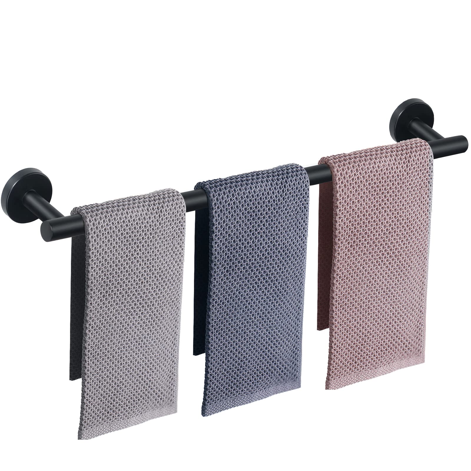 Premium Stainless Steel Towel Bar - 33 Inch Matte Black Wall Mounted Bathroom Towel Rack | Heavy Duty Shower Accessory for Spa, Hotel & Home Bathroom Organization (1 Pack)
