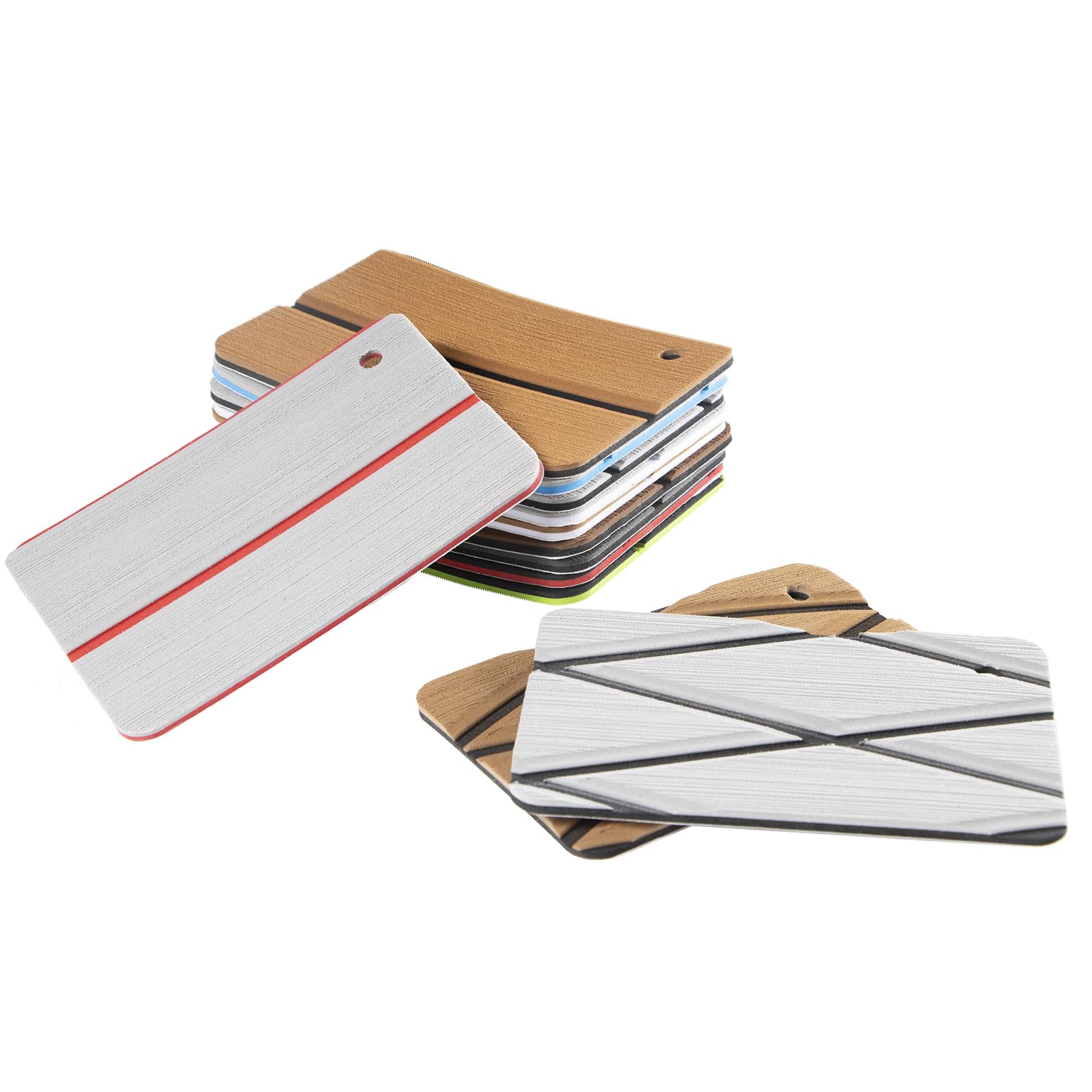 KXKZREN EVA Foam Boat Flooring Sample Cards - Waterproof Self-Adhesive Decking Sheets for Motorboats, Yachts, Kayaks & Marine Applications - Faux Teak Deck Mat Samples for DIY Boat Upgrades & Deck Protection