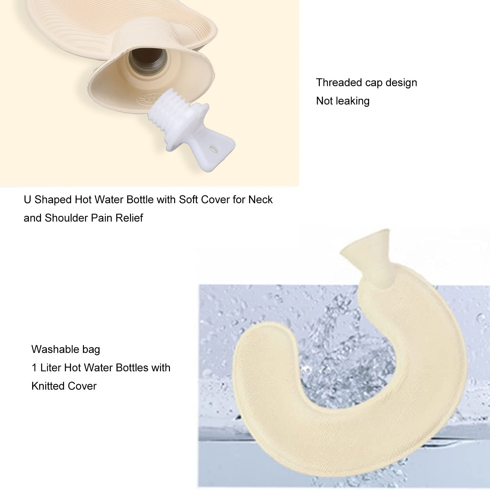 U-Shaped Hot Water Bottle for Neck Pain Relief - Splash Proof & Wide Mouth (Pink) - Perfect for Home & Office Use