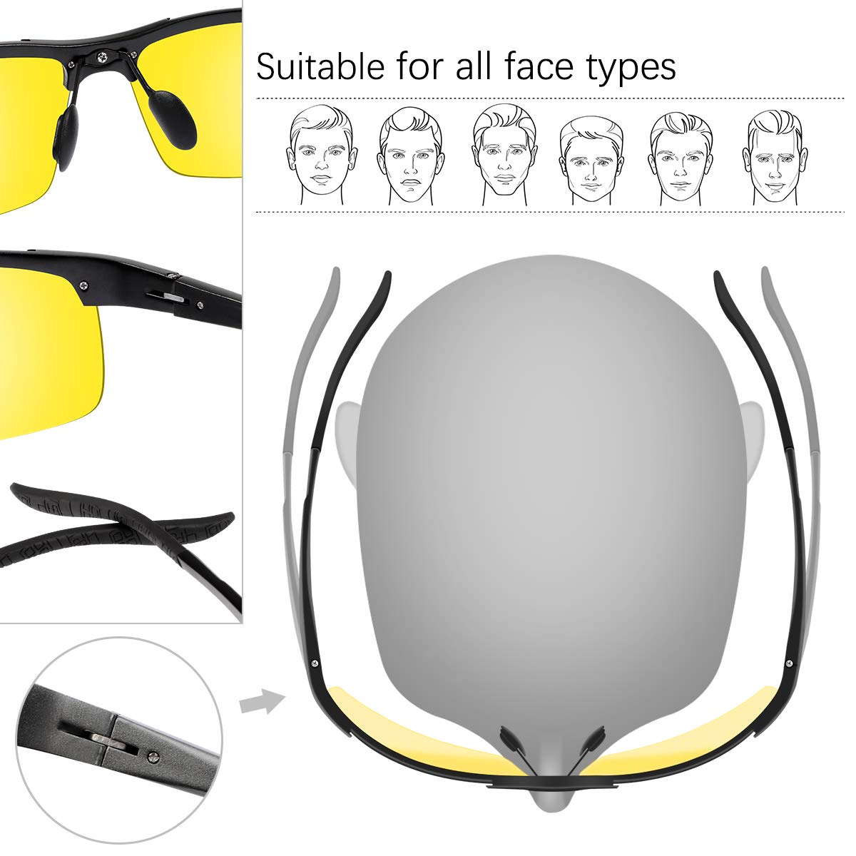 Polarized Photochromic Z87 Safety Sunglasses for Men - Day & Night Driving Glasses for UV Protection & Eye Safety | Perfect for Commuting, Motorcycling & Outdoor Activities