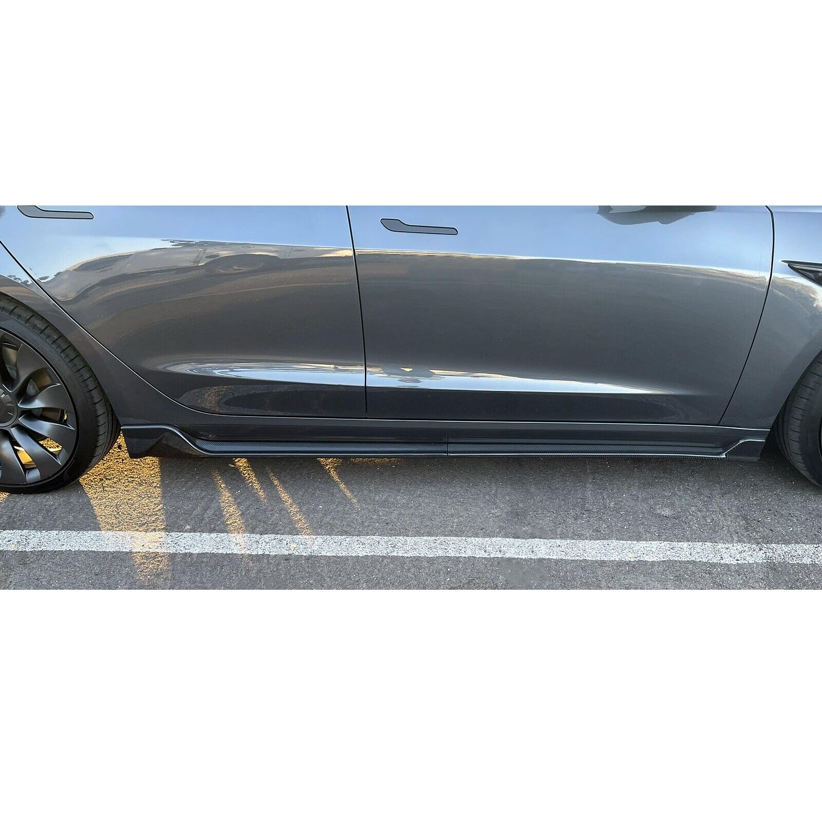 KUAFU Side Skirts for 2017-2023 Tesla Model 3 - ABS Carbon Fiber Style Rocker Panel Spoiler Extensions (4PCS) | Enhance Appearance & Aerodynamics | Perfect for Car Enthusiasts & Performance Upgrades