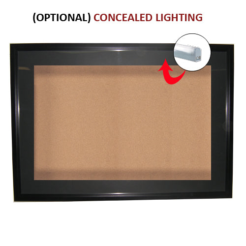 24x96 SwingFrame Designer Wood Framed Large Cork Bulletin Board - 8 Inch Deep Display Case for Office, Classroom, or Home Organization