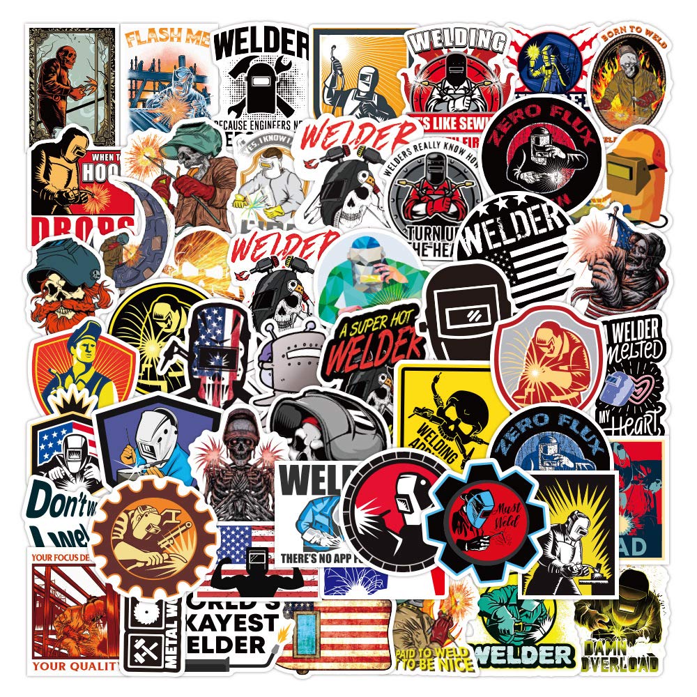 100 PCS Funny Welding & Diesel Mechanic Stickers - Waterproof Hard Hat Decals for Toolbox, Helmet & Work Gear - Perfect for Blue Collar Workers, Mechanics & DIY Enthusiasts - Great for Worksites, Garages & Personalizing Equipment