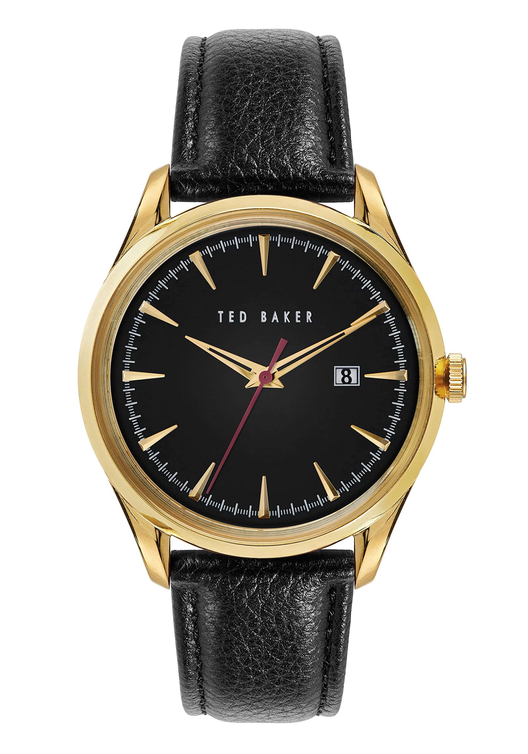 Ted Baker Daquir Black Leather Strap Watch for Men - Luxury Quartz Analog Wristwatch with Date Window (Model BKPDQF1149I) - Perfect for Business, Formal Events & Everyday Wear