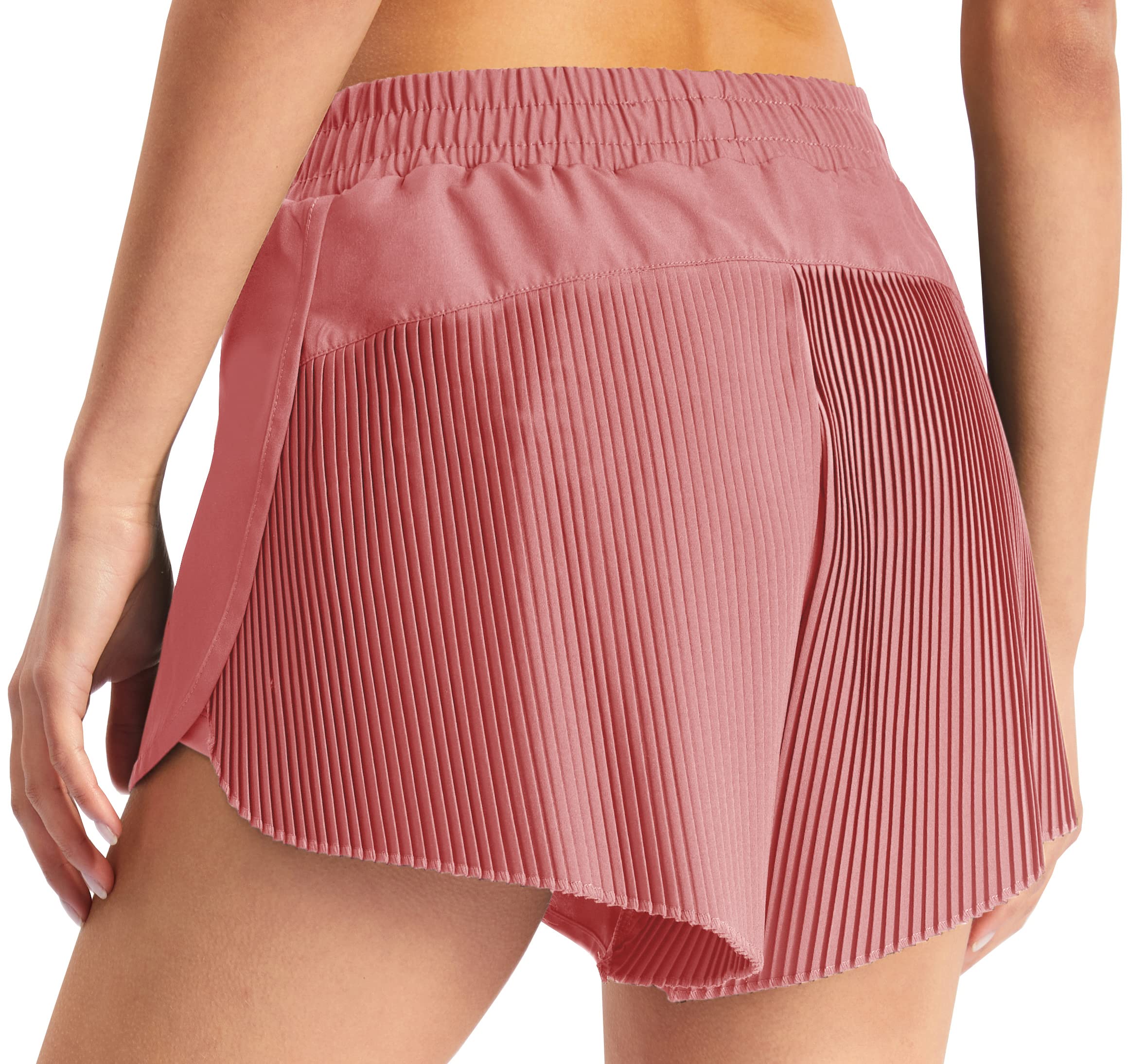 PERSIT Women's 2-in-1 Quick Dry Running Shorts with Drawstring & Pockets - High Waisted Athletic Shorts for Workout, Yoga & Summer Activities