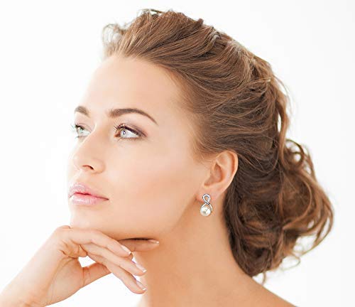 9-10mm Genuine White Freshwater Cultured Pearl Infinity Earrings for Women - Elegant Wedding, Anniversary & Special Occasion Jewelry Gift
