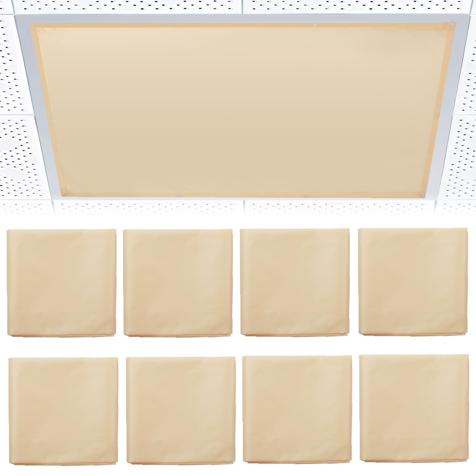 8-Pack Fluorescent Light Covers for Ceiling Lights - 4x2 Feet Magnetic Light Diffuser Panels in Warm Yellow - Ideal for Classrooms, Offices, Hospitals & Home Lighting - Reduce Glare & Eye Strain for Better Focus & Comfort
