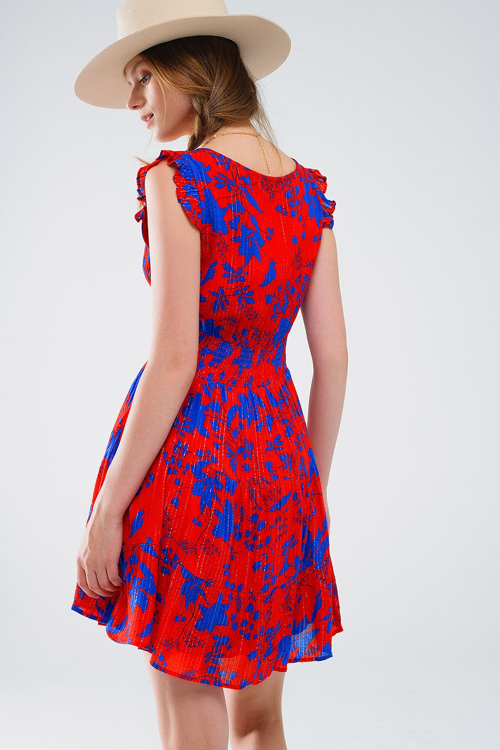 Short Red Floral Print V-Neck Robe - Elegant Loungewear for Women | Perfect for Spa, Relaxation & Home Comfort