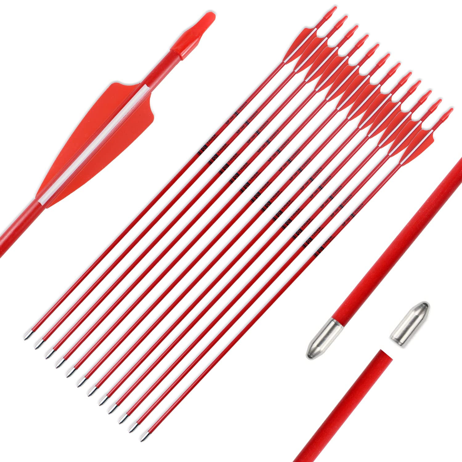 28 Inch Fiberglass Archery Arrows for Recurve Bows - Beginner Practice Arrows for Youth, Kids & Adults | Perfect for Target Shooting, Hunting Training & Outdoor Sports