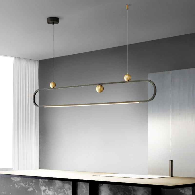 Modern Line Art Pendant Light for Kitchen Island - Adjustable Hanging Chandelier with Minimalist Design - Perfect for Dining Room, Breakfast Nook & Contemporary Home Decor