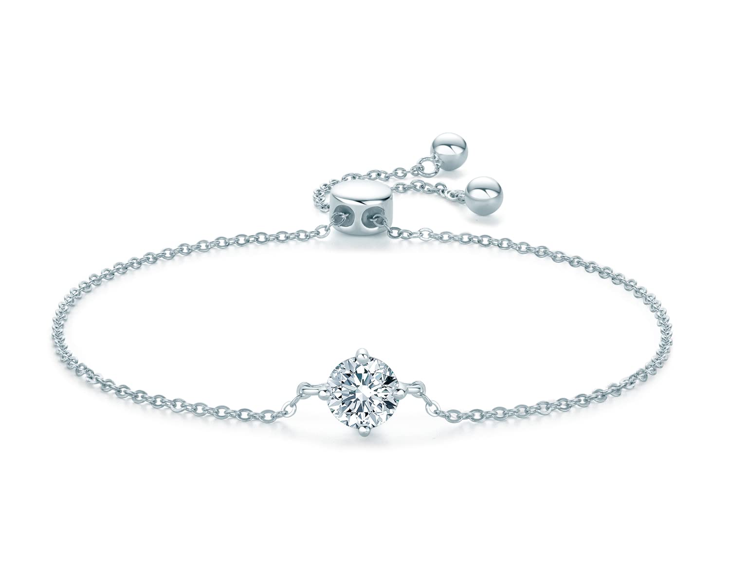 AINUOSHI 14K White Gold Plated Moissanite Bracelet for Women, 925 Sterling Silver Tennis Bracelet - Valentine's Day, Anniversary, Birthday Gift for Wife, Mom, Daughter | Perfect for Weddings, Parties & Special Occasions