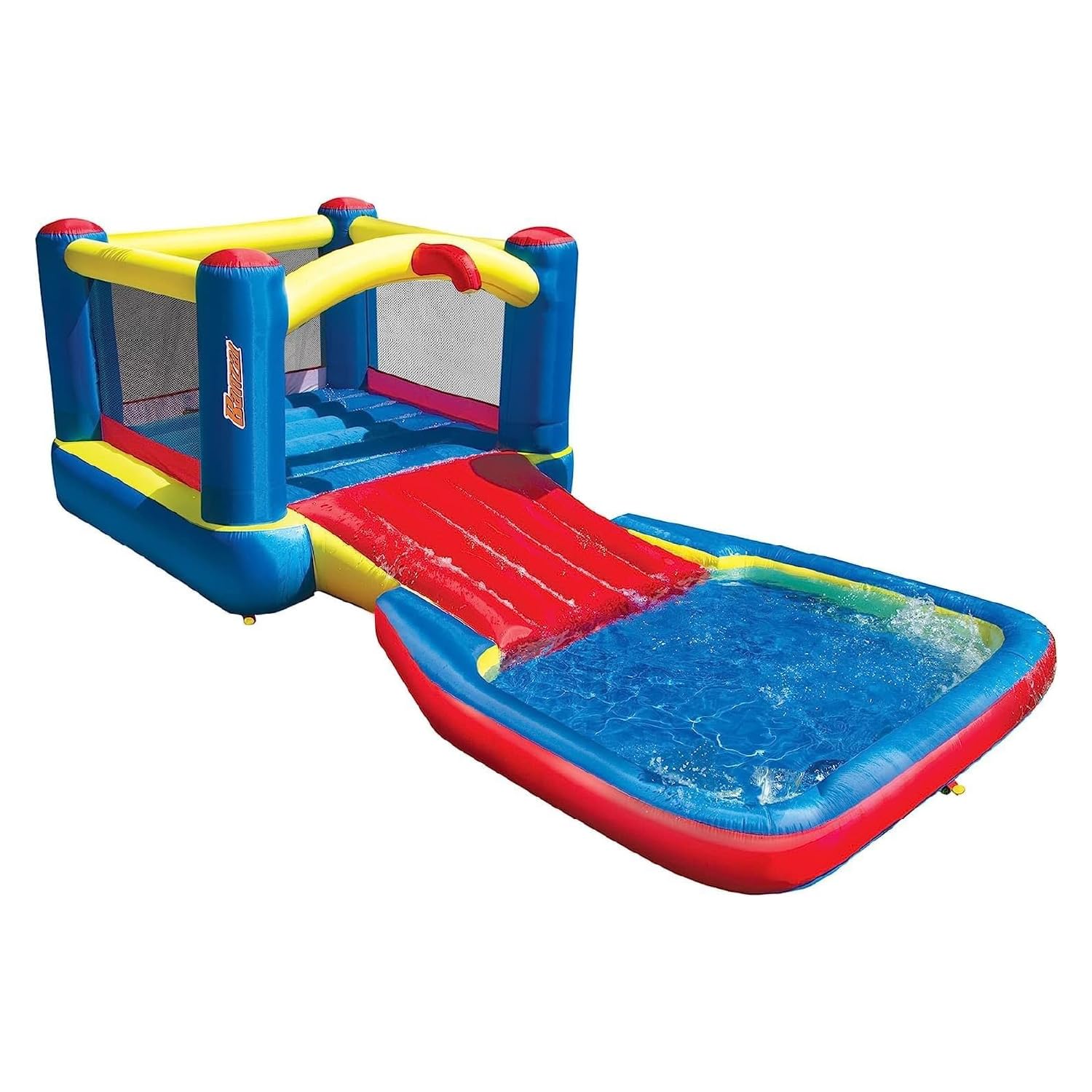 Banzai Bounce 'N' Splash Inflatable Water Slide Park - Heavy Duty Outdoor Bounce House with Slide & Splash Pool for Kids Ages 5-12 - Multicolor - Perfect for Backyard Parties, Summer Fun, and Family Gatherings