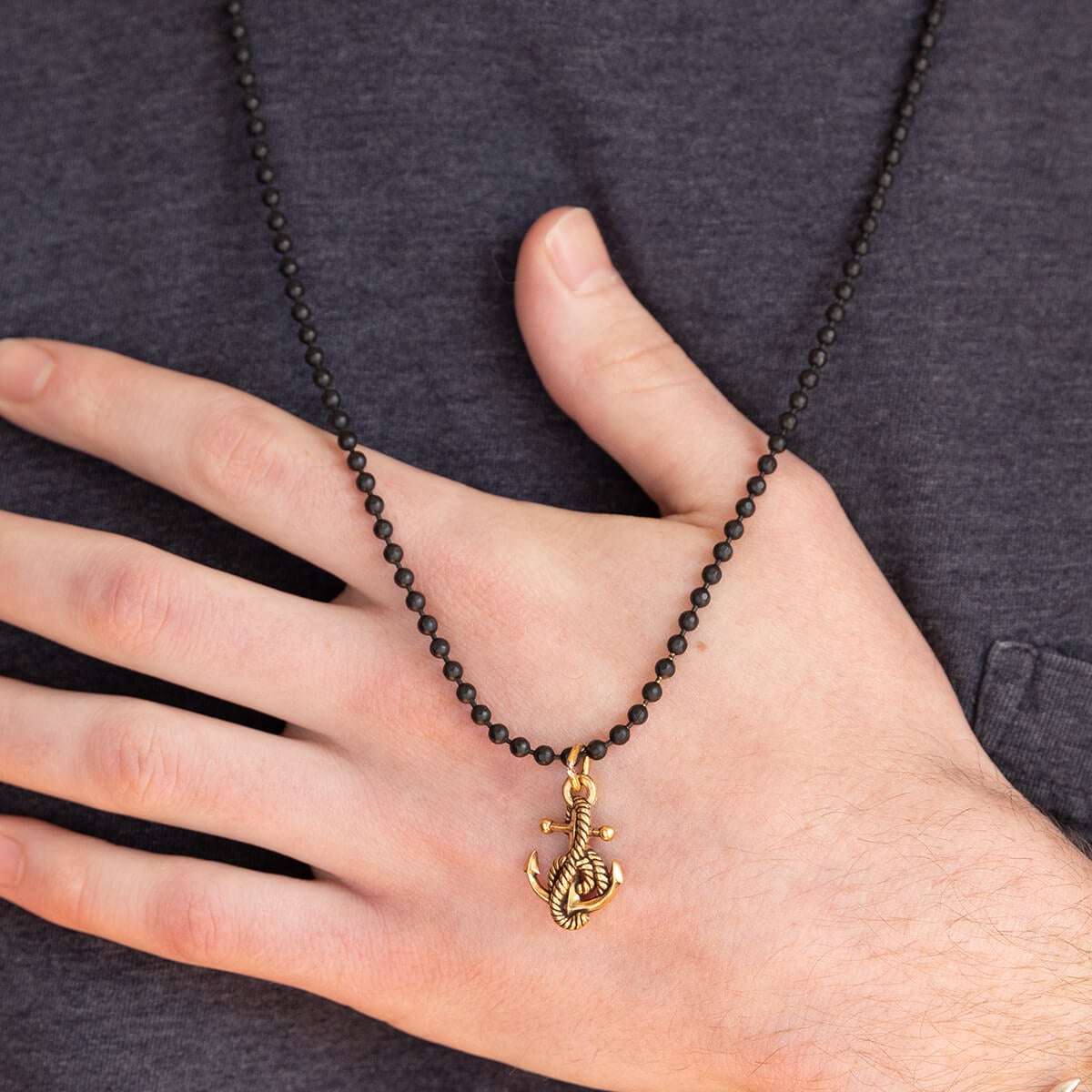 Anchor Ball Chain Necklace for Men - Stainless Steel Rope Chain with Lobster Clasp - Perfect for Everyday Wear, Gifts & Formal Occasions