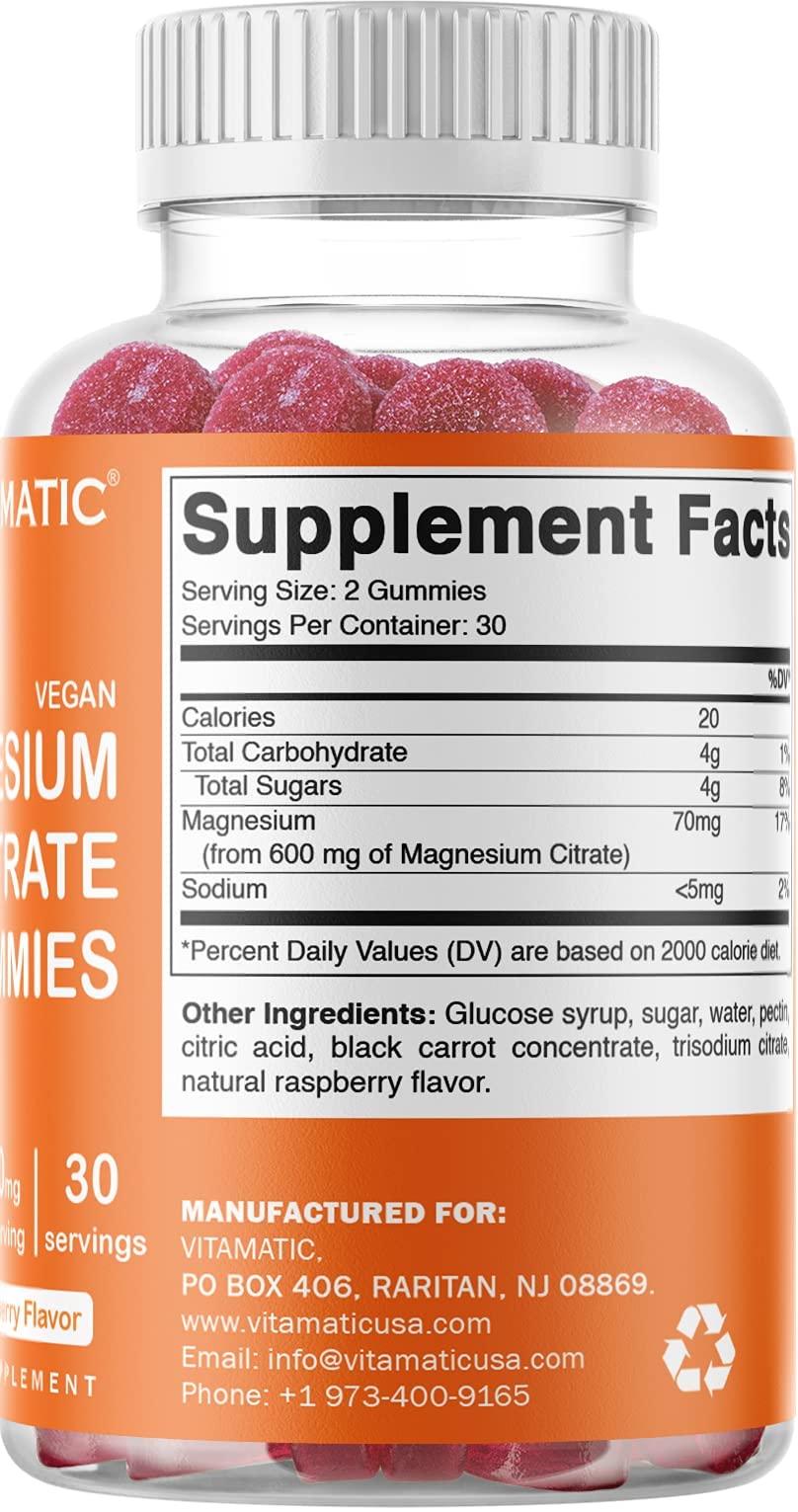 Vitamatic Magnesium Gummies & Biotin Gummies - 60 Vegan Gummy Bears per Bottle for Hair, Skin & Nails Support - Perfect for Daily Wellness Routine