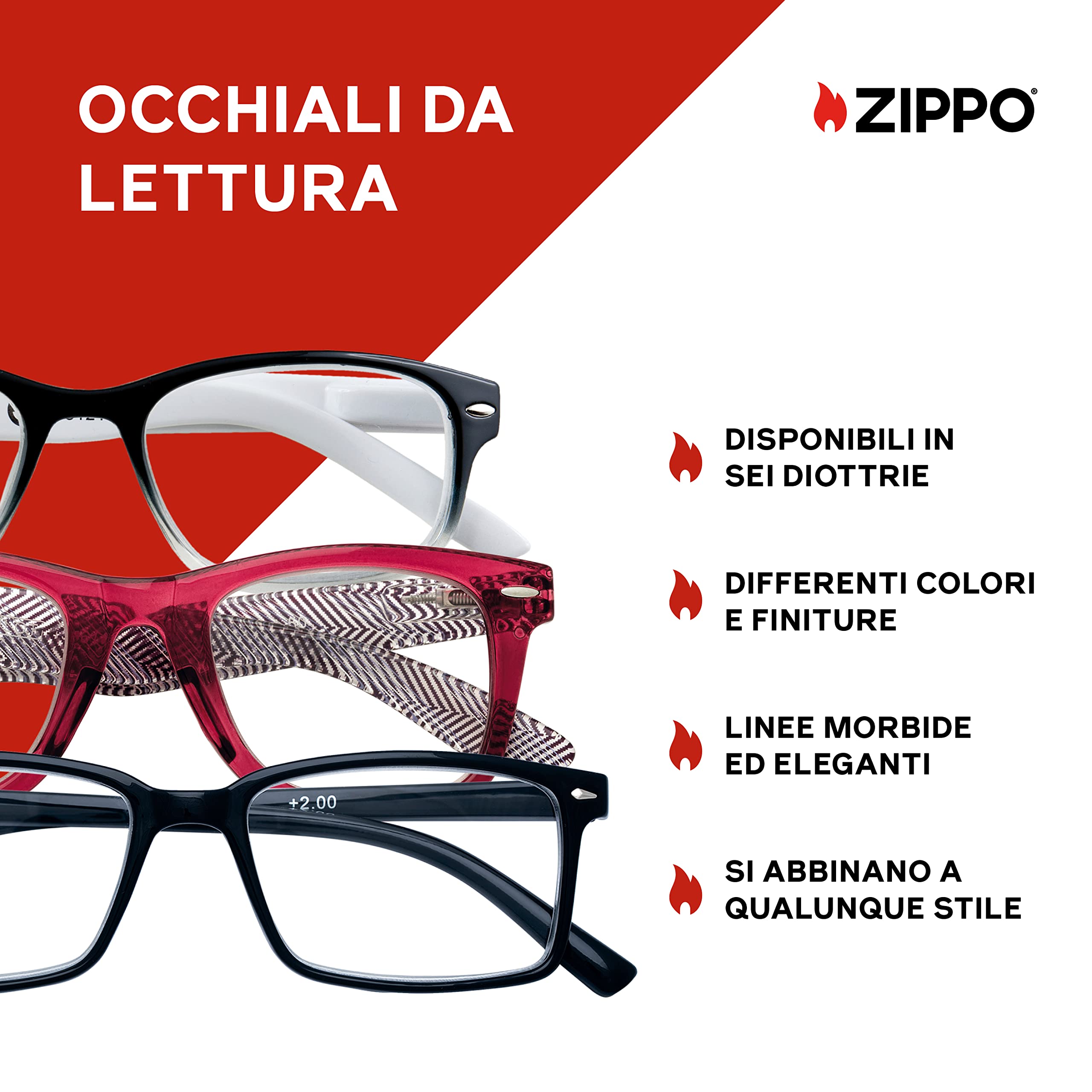 Zippo Reading Glasses with Soft Line Frame - Lightweight & Stylish Reading Eyewear for Men & Women - Perfect for Reading, Working & Daily Use