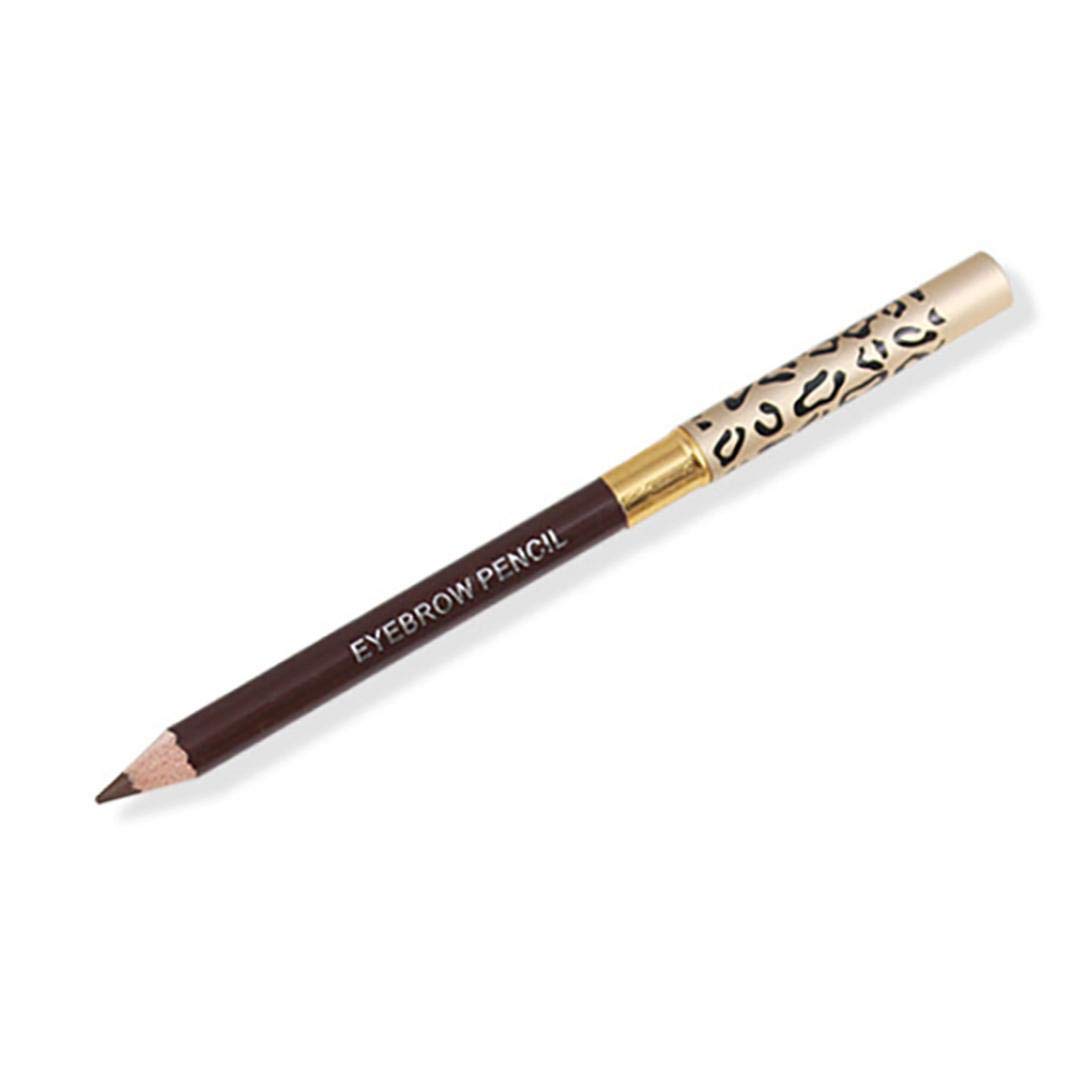 1pc Waterproof Double-Sided Eyebrow Pencil with Brush - Long Lasting Leopard Print Brow Pen, Smudge-Proof Eye Makeup (Light Brown) for Natural Everyday Look & Professional Makeup Application