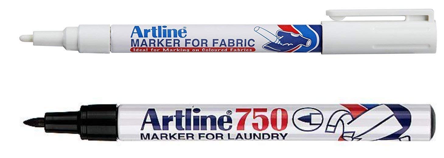 Black & White Fabric Markers Twin Pack - Permanent Laundry Marker for Clothes, Shoes, Bags - Ideal for Labeling, DIY Crafts & Organization