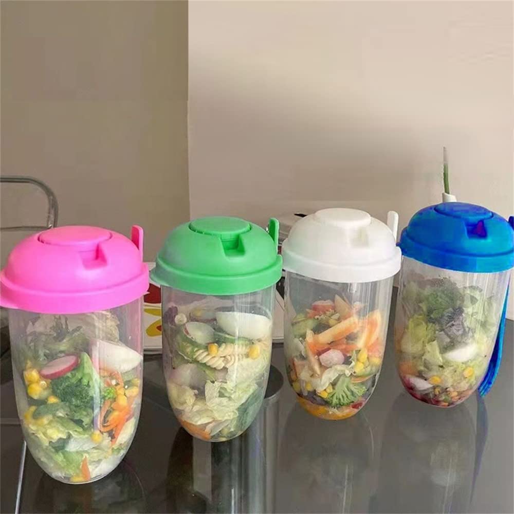 YunQin Creative Fresh Salad Container with Fork & Sauce Cup - Portable Bento Lunch Box for Women, Fitness, Weight Loss - Perfect for Gym, Office, Picnic & Meal Prep (Pink)