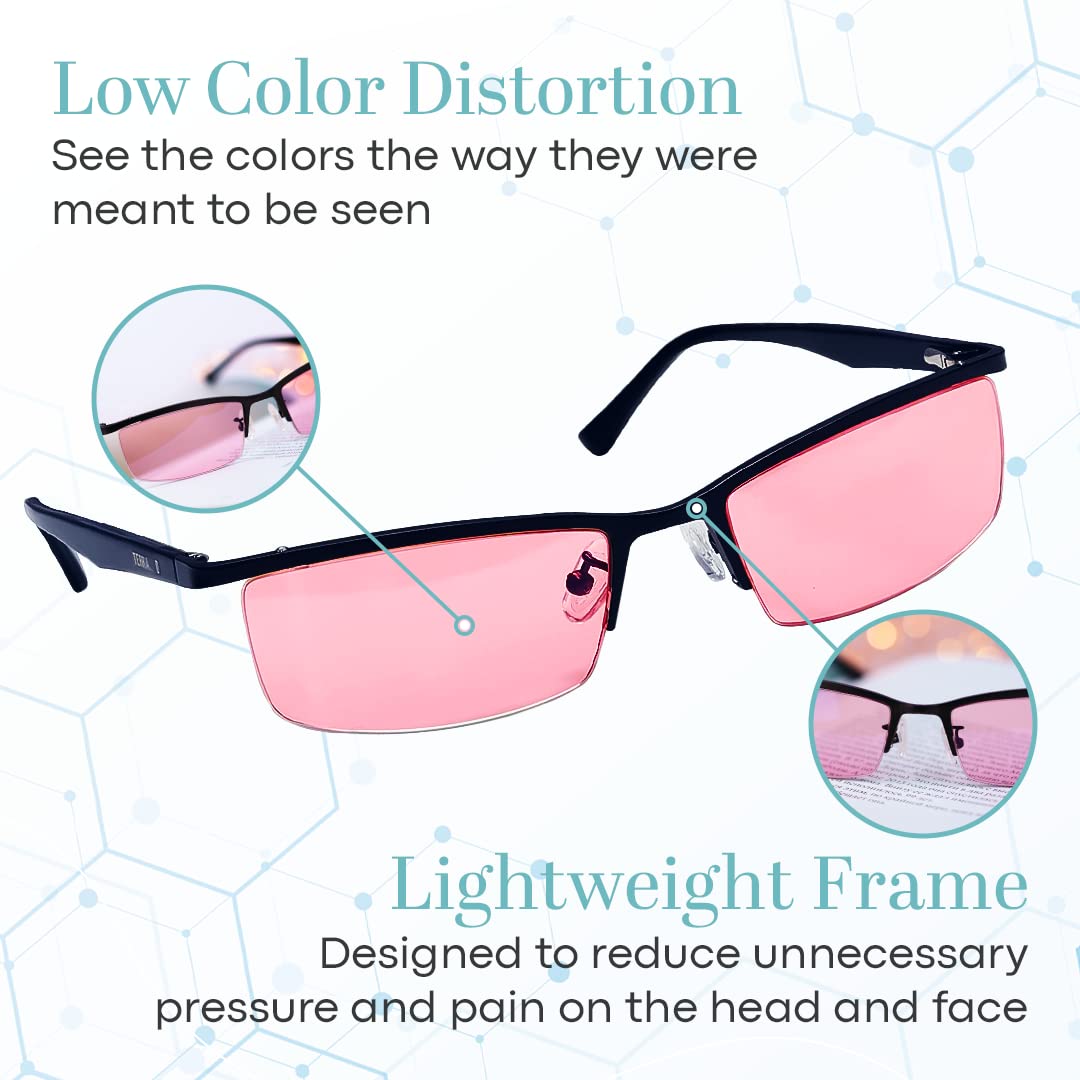 Terramed Eagle Migraine Relief Glasses for Light Sensitivity - FL-41 Blue Light Blocking Computer Glasses for Men & Women - UV Protection for Photophobia & Eye Strain - Perfect for Office Work, Gaming & Screen Time